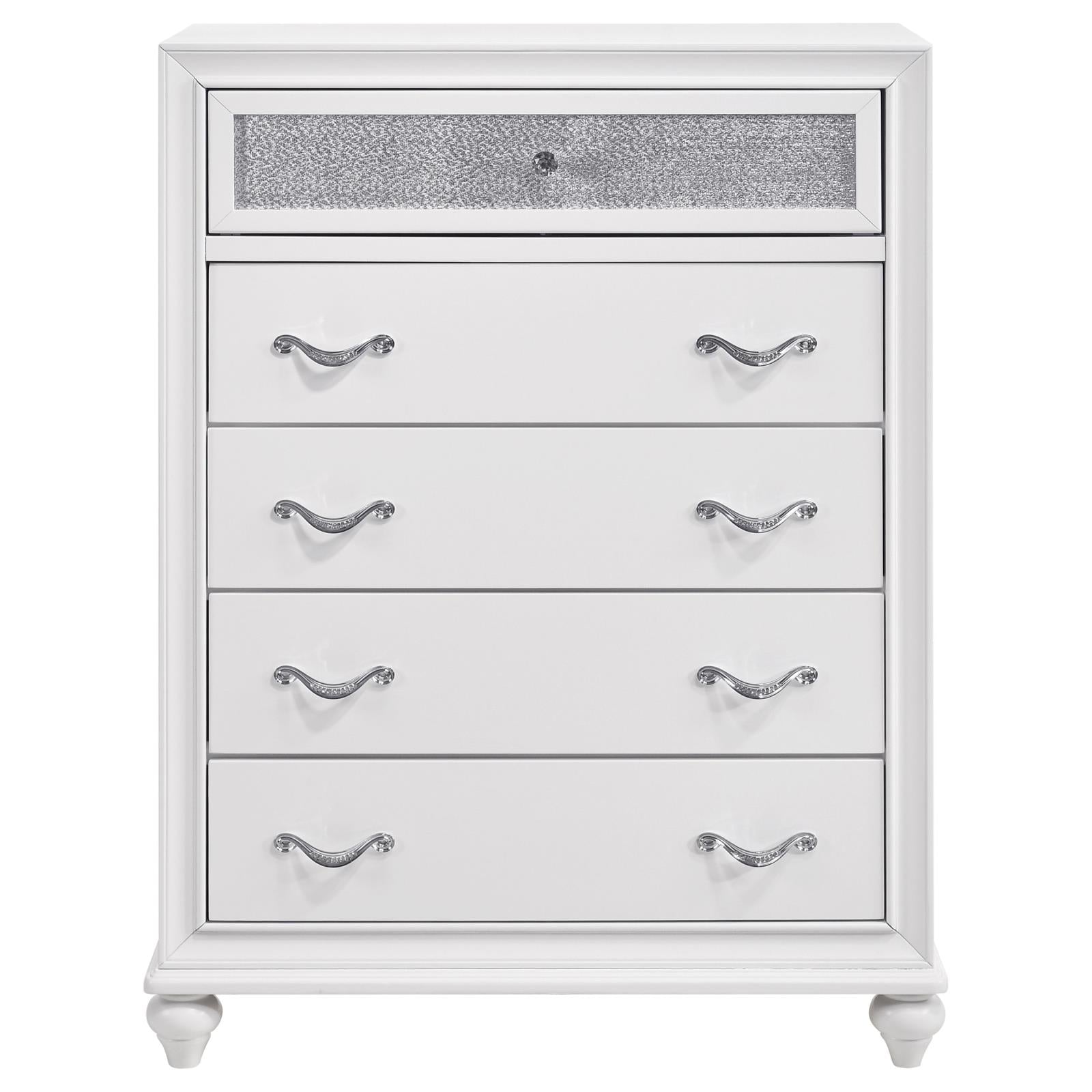 Barzini White 5-Drawer Chest - 205895 - Bien Home Furniture & Electronics