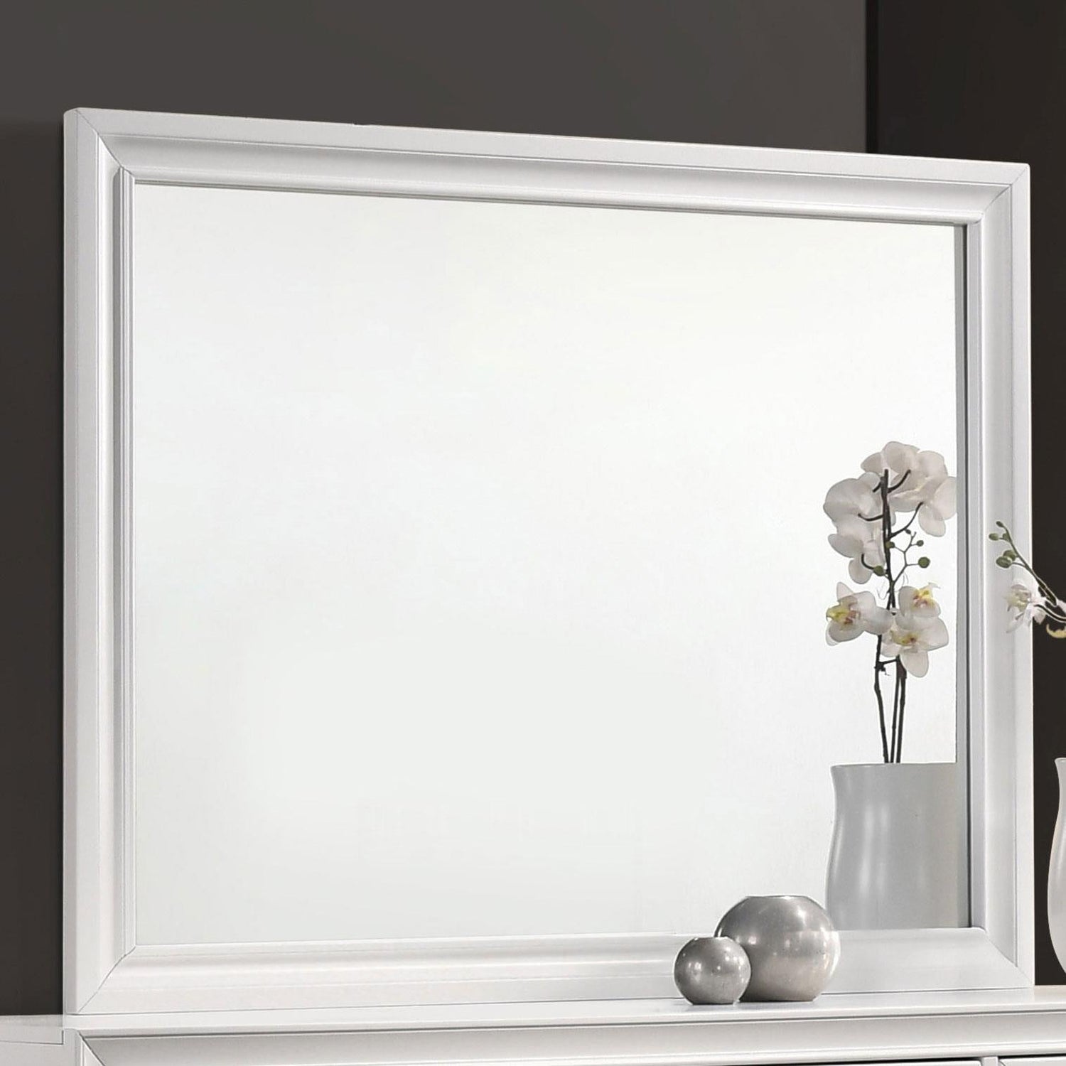Barzini White Rectangle Dresser Mirror - 205894 - Bien Home Furniture & Electronics