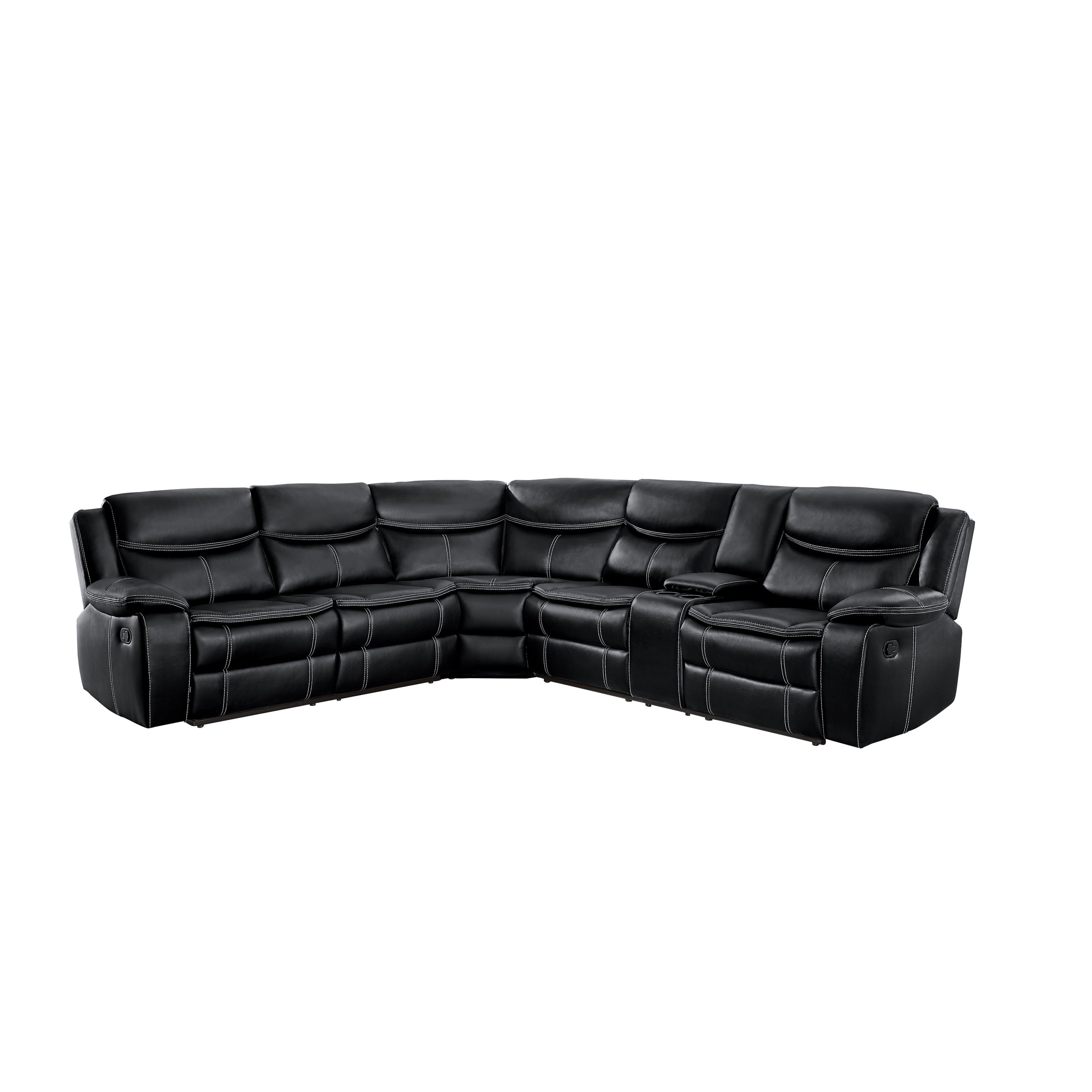 Bastrop Black Reclining Sectional - SET | 8230BLK-2L | 8230BLK-2RCN | 8230BLK-CR - Bien Home Furniture & Electronics