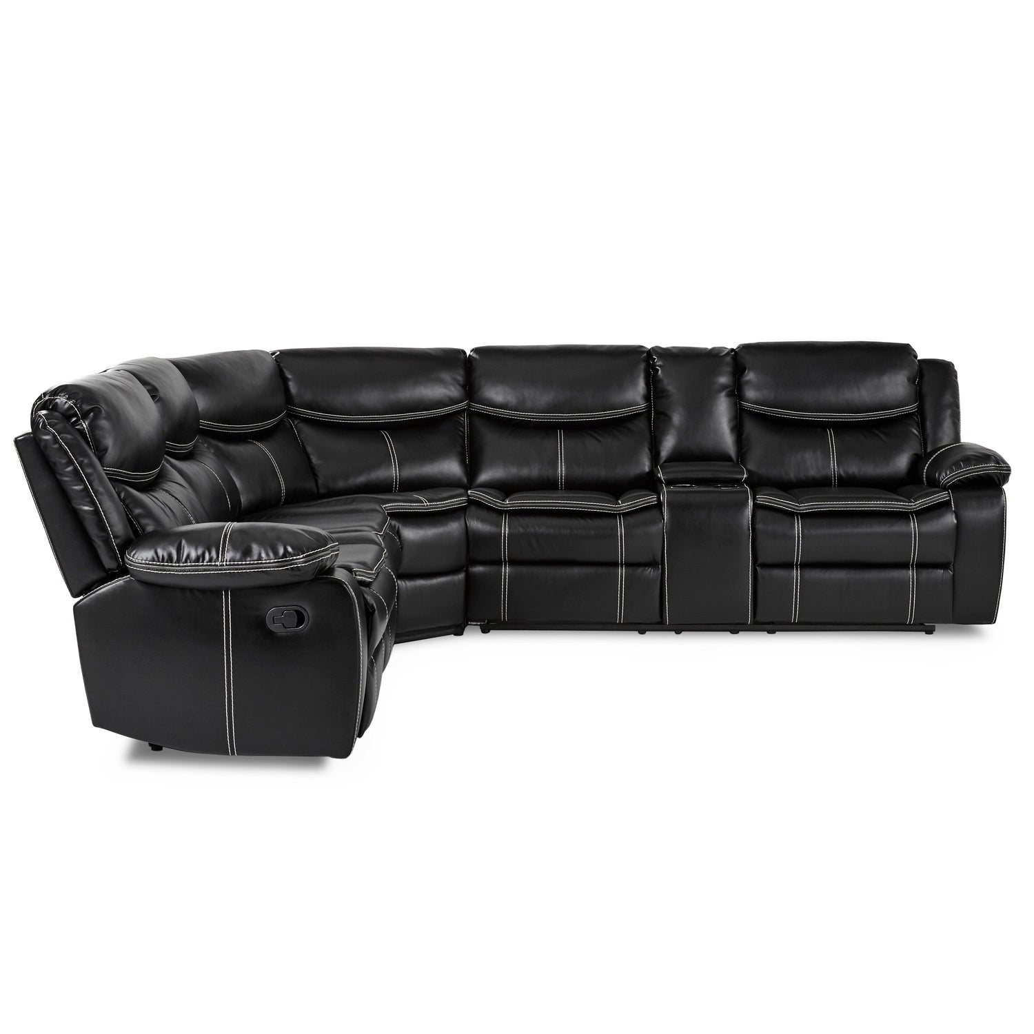 Bastrop Black Reclining Sectional - SET | 8230BLK-2L | 8230BLK-2RCN | 8230BLK-CR - Bien Home Furniture & Electronics