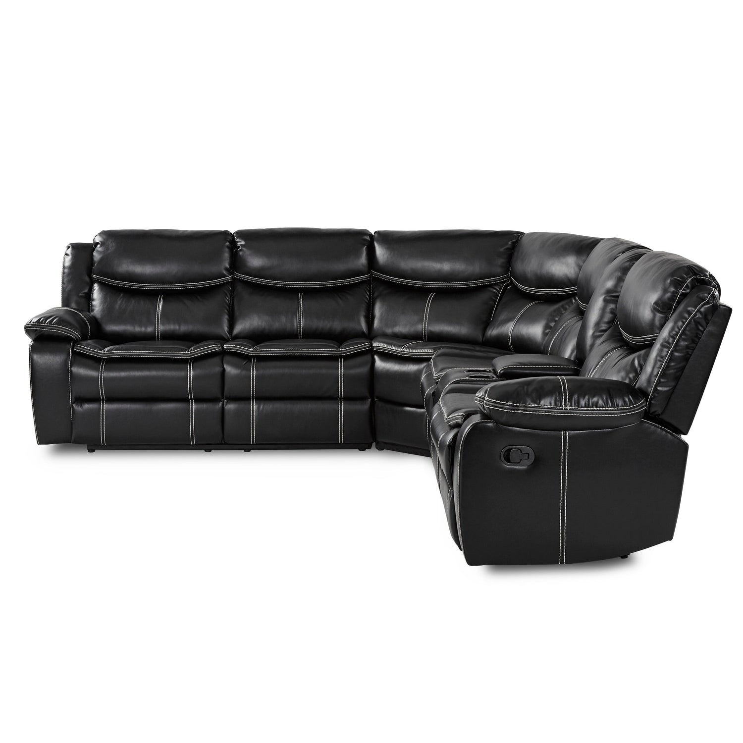Bastrop Black Reclining Sectional - SET | 8230BLK-2L | 8230BLK-2RCN | 8230BLK-CR - Bien Home Furniture & Electronics