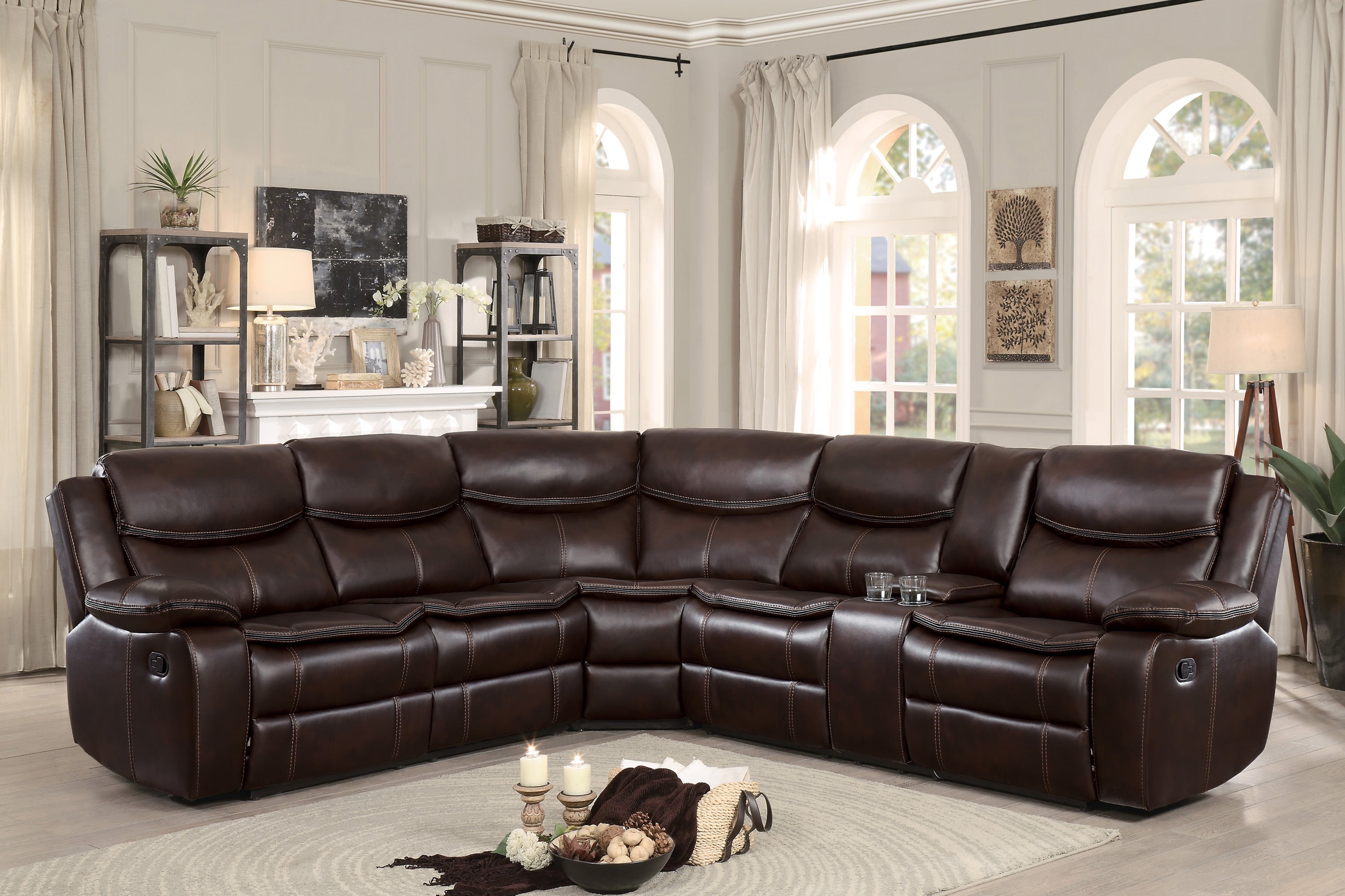 Bastrop Brown 3-Piece Sectional with Right Console - 8230BRW*SC - Bien Home Furniture & Electronics