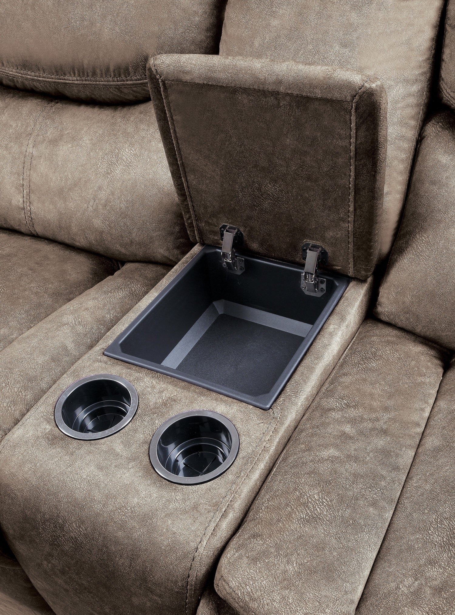 Bastrop Brown Fabric Double Glider Reclining Loveseat with Center Console - 8230FBR-2 - Bien Home Furniture & Electronics