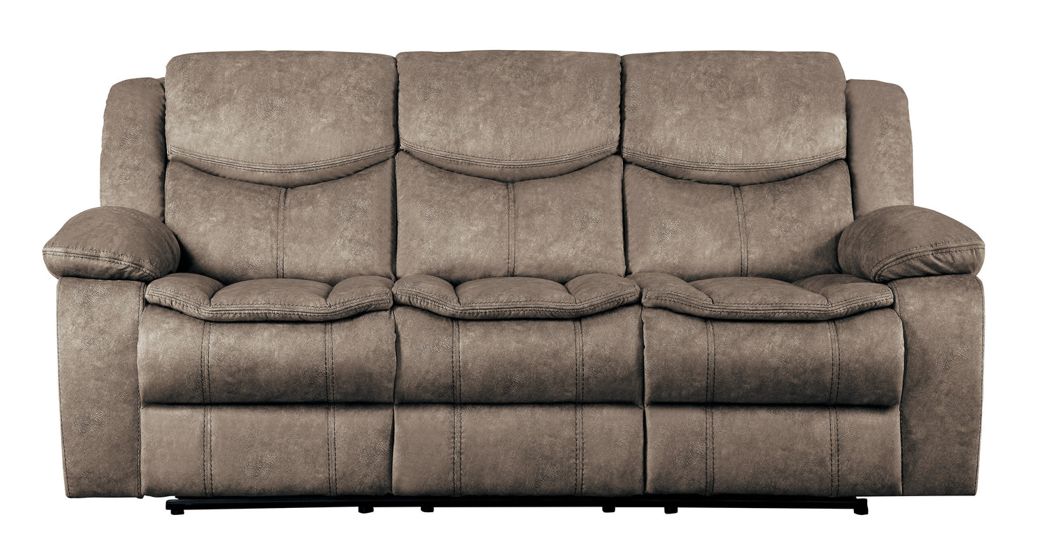 Bastrop Brown Fabric Double Reclining Sofa - 8230FBR-3 - Bien Home Furniture & Electronics