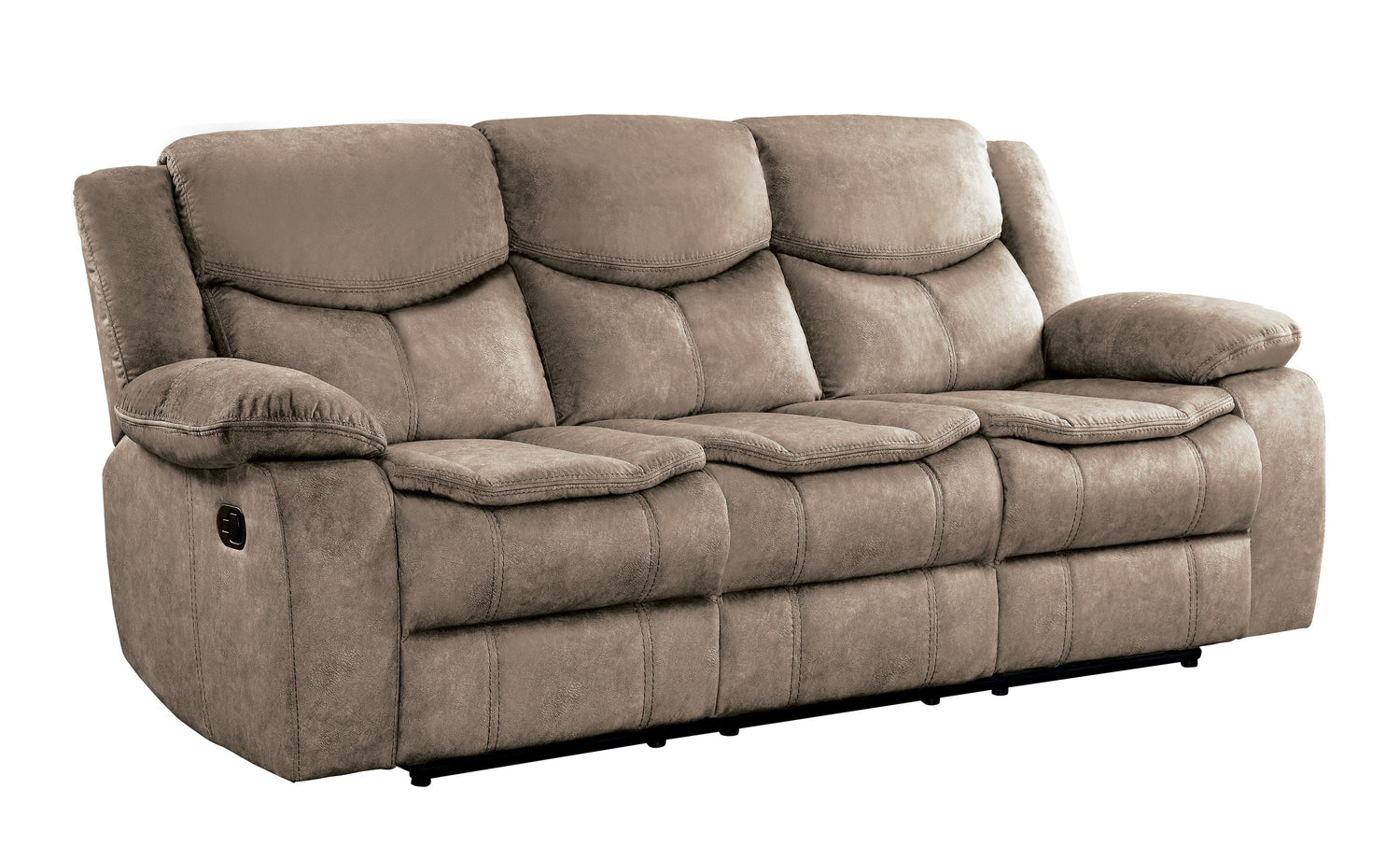 Bastrop Brown Fabric Double Reclining Sofa - 8230FBR-3 - Bien Home Furniture & Electronics