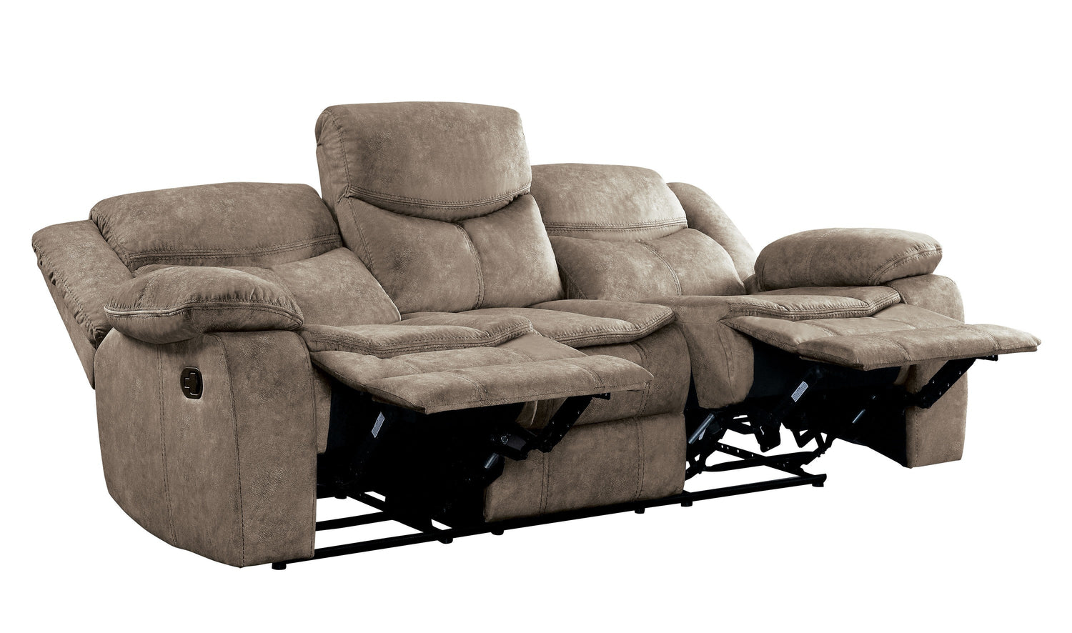 Bastrop Brown Fabric Double Reclining Sofa - 8230FBR-3 - Bien Home Furniture & Electronics
