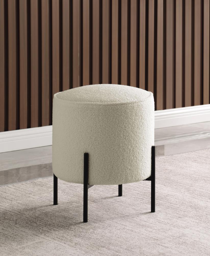 Basye Round Upholstered Ottoman Beige/Matte Black - 905495 - Bien Home Furniture & Electronics