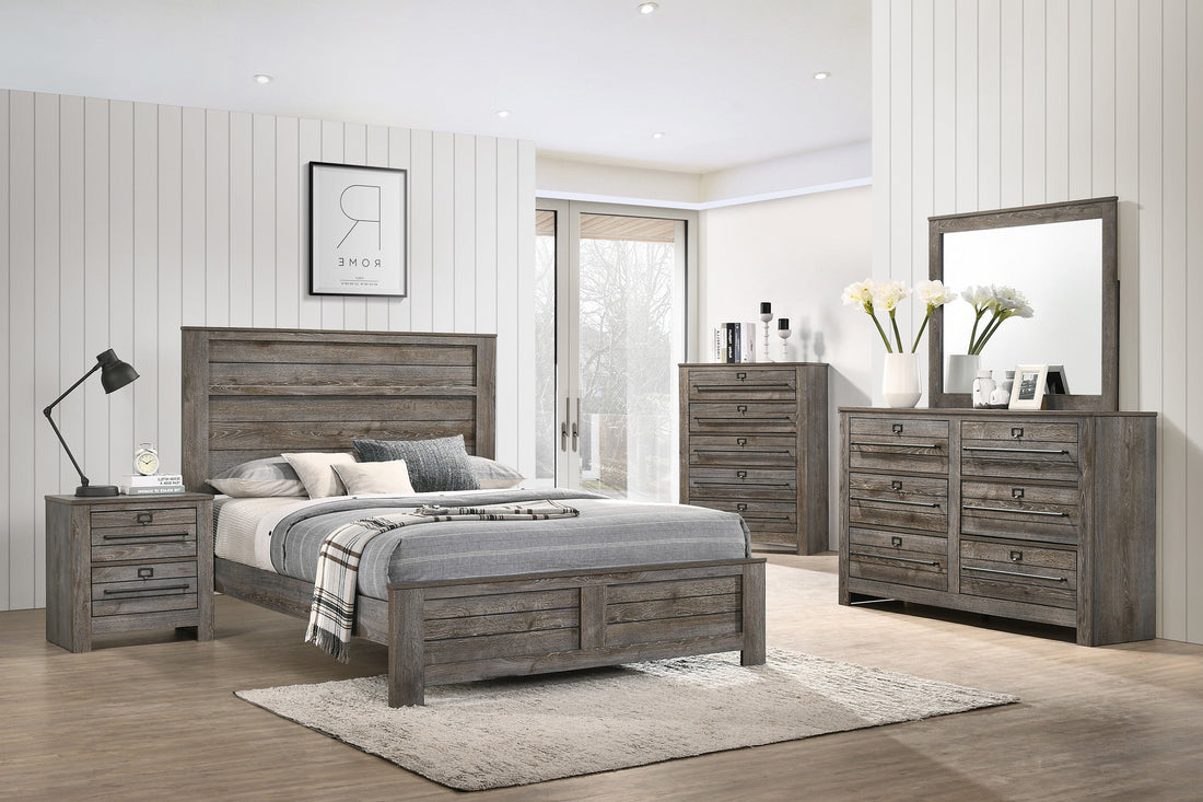 Bateson Brown Panel Bedroom Set - SET | B6960-Q-HBFB | B6960-KQ-RAIL | B6960-2 | B6960-4 - Bien Home Furniture &amp; Electronics
