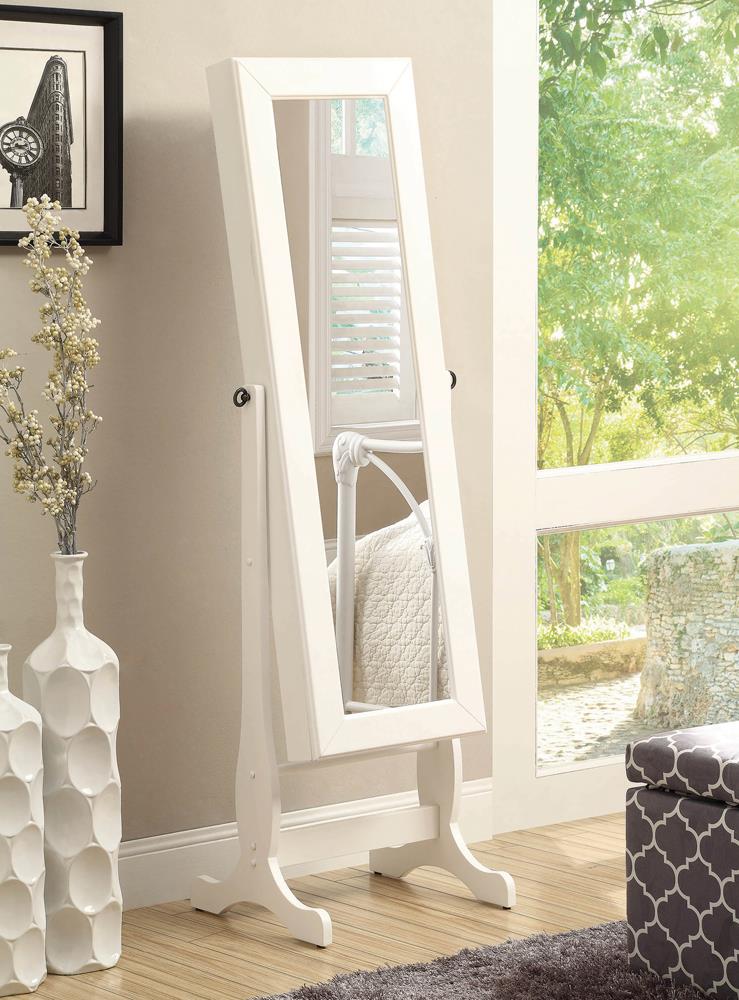 Batista White Jewelry Cheval Mirror with Drawers - 901804 - Bien Home Furniture & Electronics