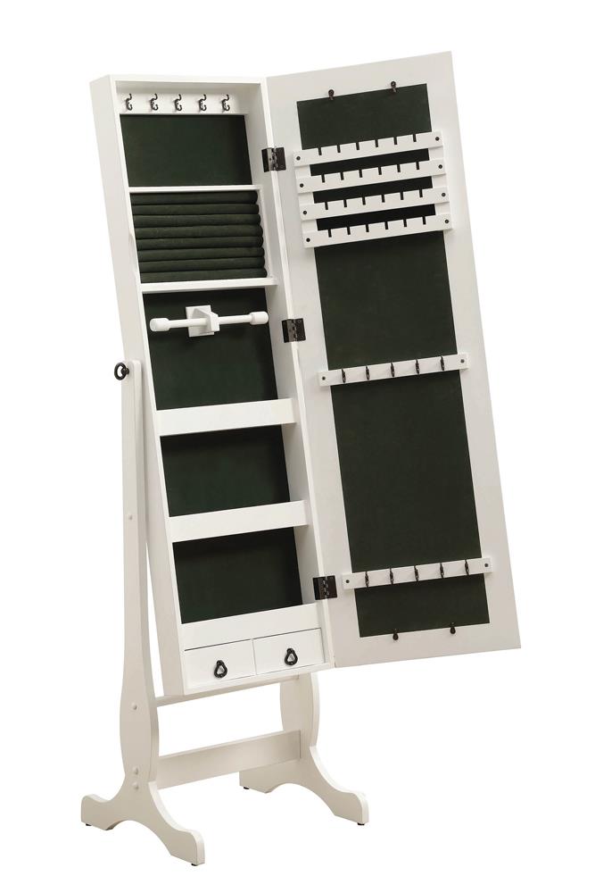 Batista White Jewelry Cheval Mirror with Drawers - 901804 - Bien Home Furniture & Electronics