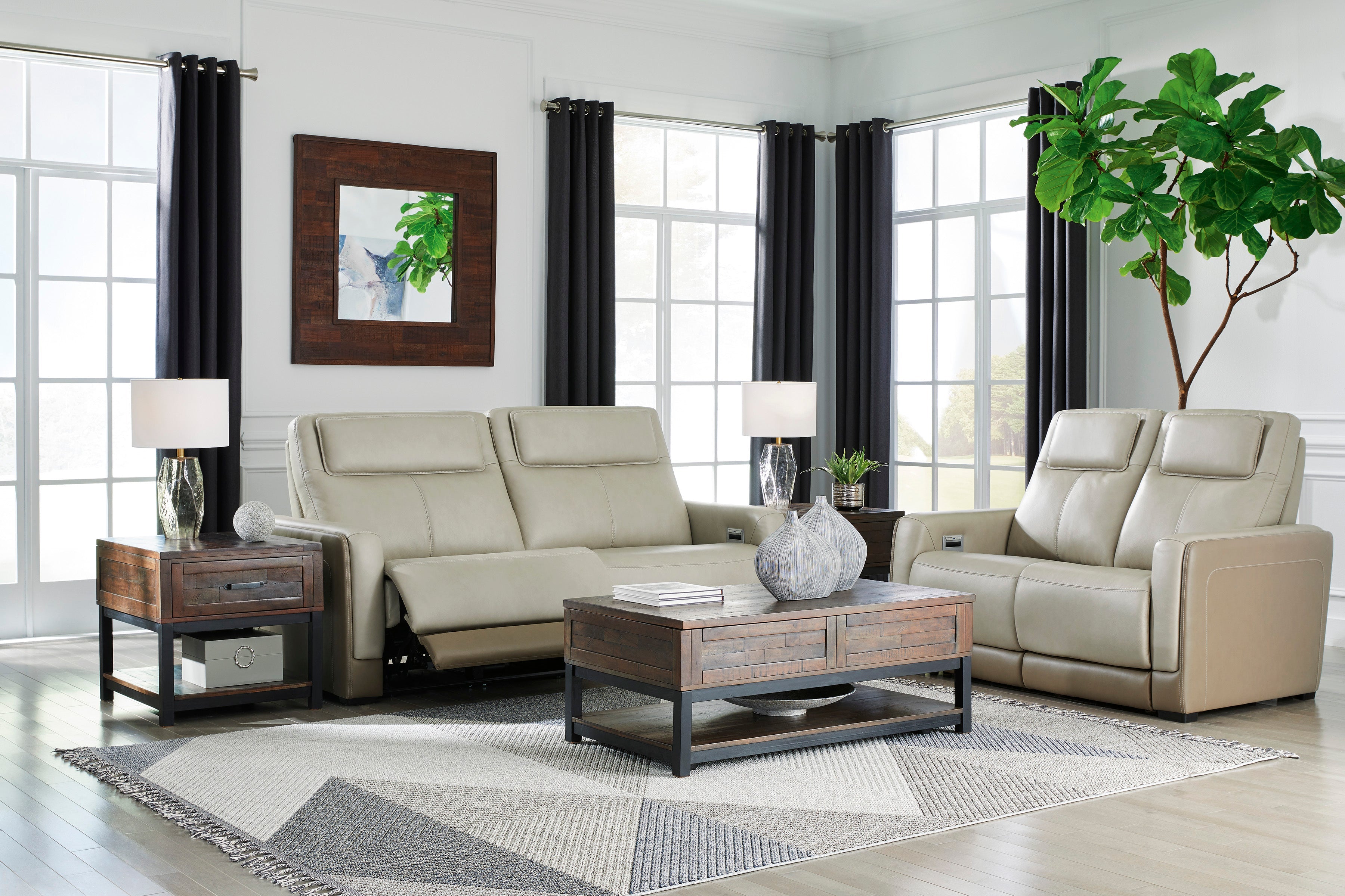 Battleville Almond Power Reclining Living Room Set - SET | U3070547 | U3070514 | U3070513 - Bien Home Furniture & Electronics
