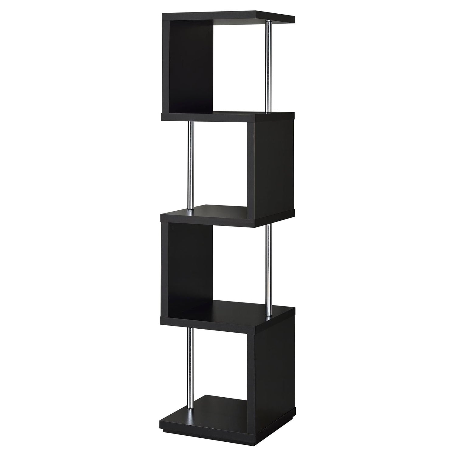 Baxter Black/Chrome 4-Shelf Bookcase - 801419 - Bien Home Furniture & Electronics