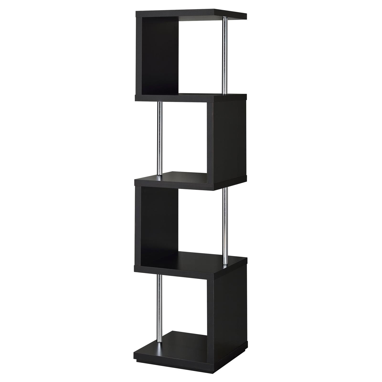 Baxter Black/Chrome 4-Shelf Bookcase - 801419 - Bien Home Furniture &amp; Electronics