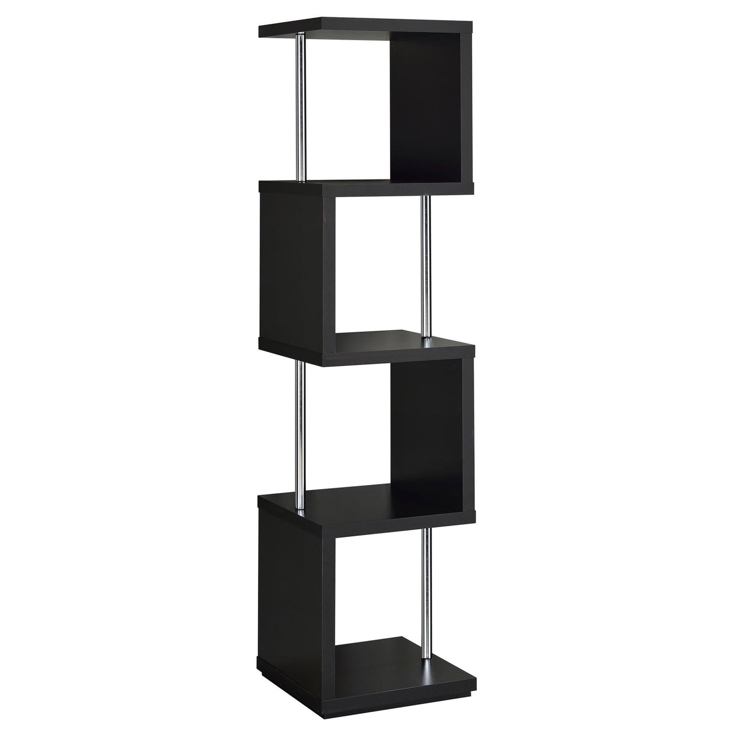 Baxter Black/Chrome 4-Shelf Bookcase - 801419 - Bien Home Furniture & Electronics