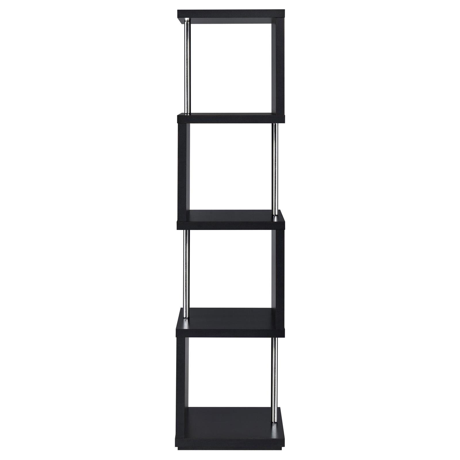 Baxter Black/Chrome 4-Shelf Bookcase - 801419 - Bien Home Furniture &amp; Electronics