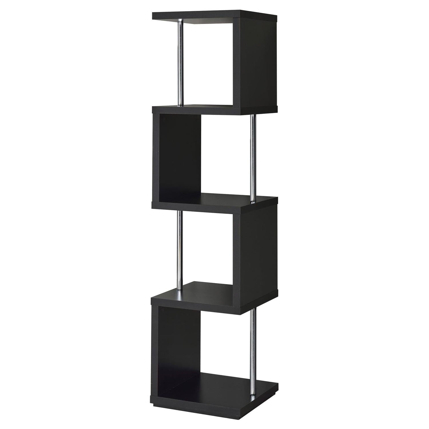 Baxter Black/Chrome 4-Shelf Bookcase - 801419 - Bien Home Furniture & Electronics