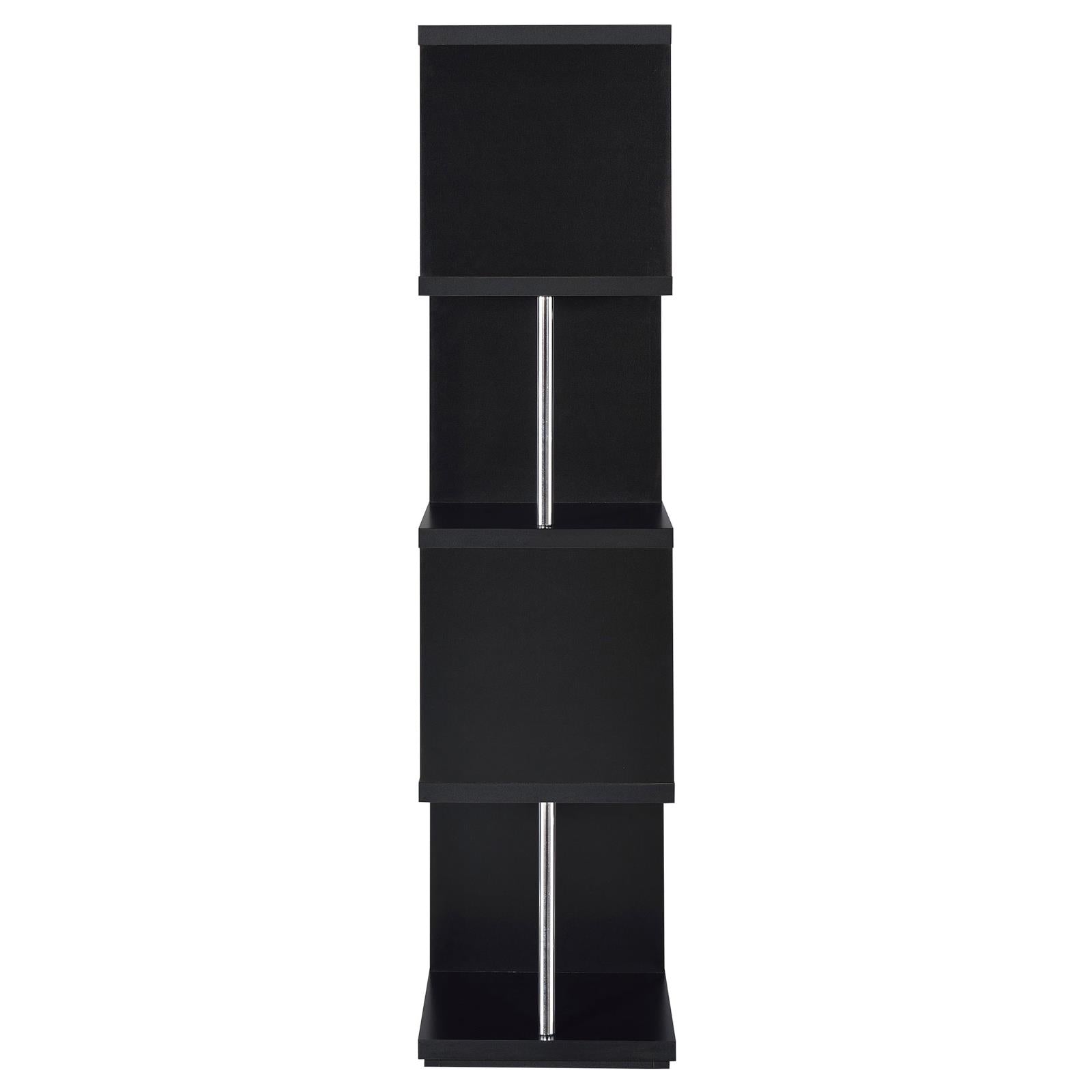 Baxter Black/Chrome 4-Shelf Bookcase - 801419 - Bien Home Furniture & Electronics