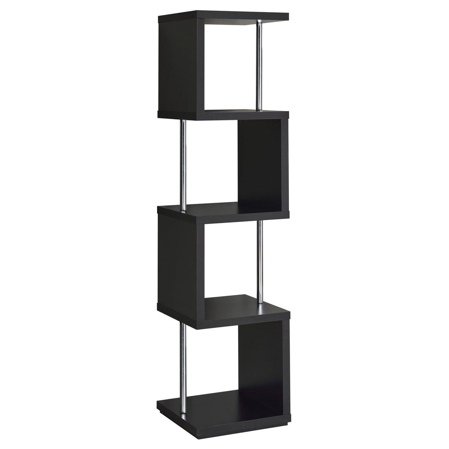 Baxter Black/Chrome 4-Shelf Bookcase - 801419 - Bien Home Furniture & Electronics