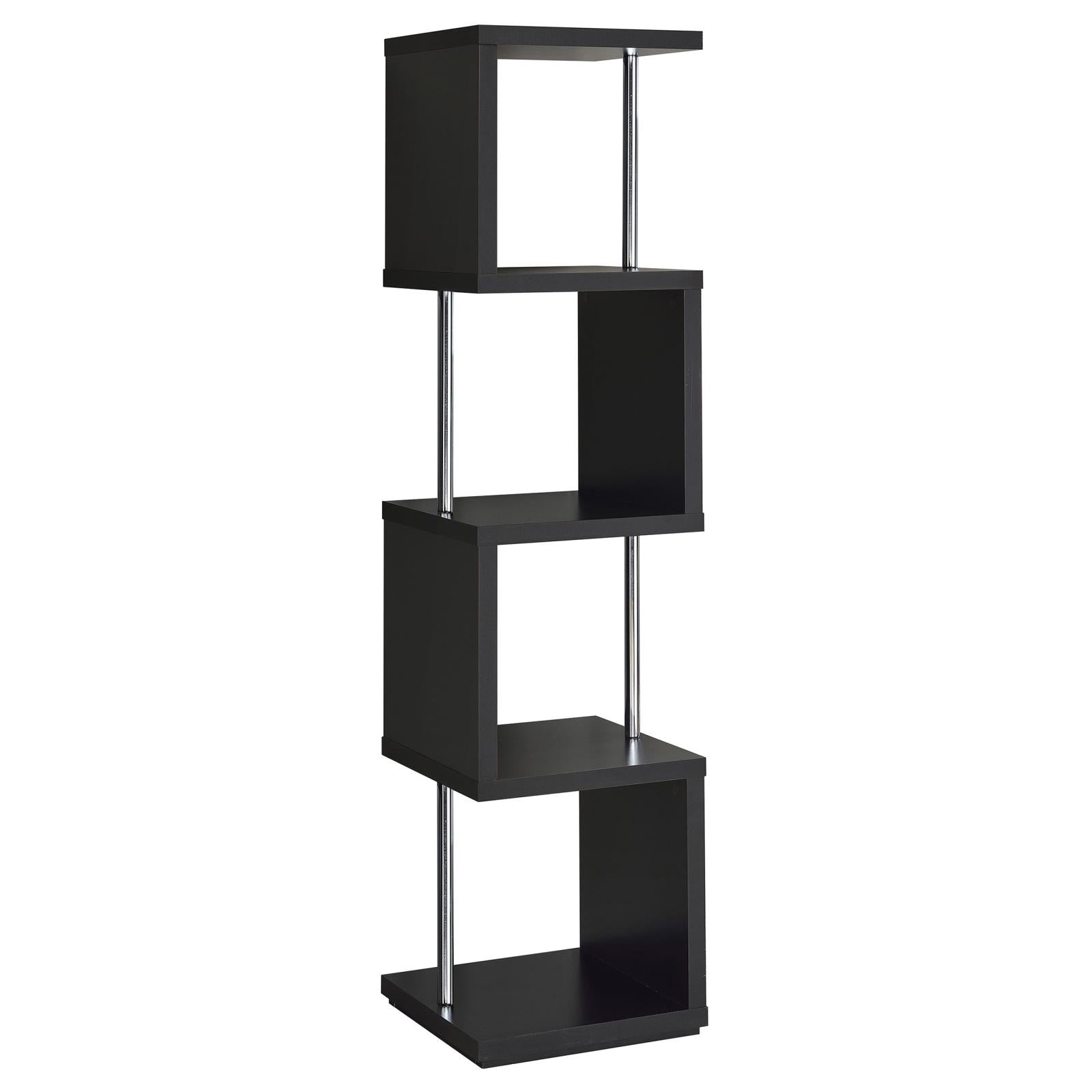 Baxter Black/Chrome 4-Shelf Bookcase - 801419 - Bien Home Furniture &amp; Electronics