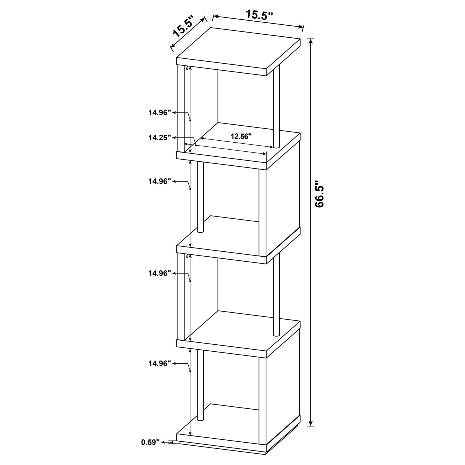 Baxter White/Chrome 4-Shelf Bookcase - 801418 - Bien Home Furniture &amp; Electronics