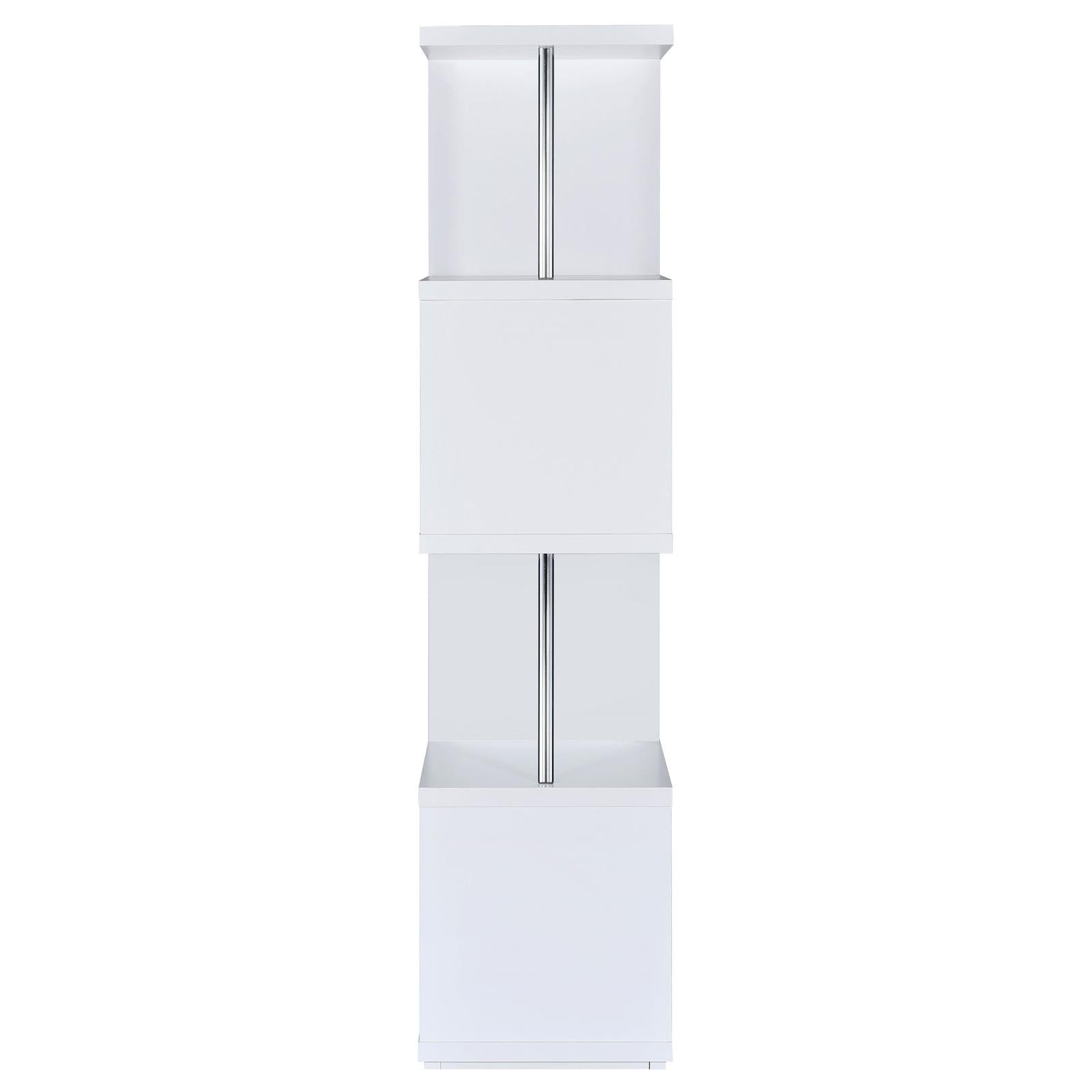 Baxter White/Chrome 4-Shelf Bookcase - 801418 - Bien Home Furniture & Electronics