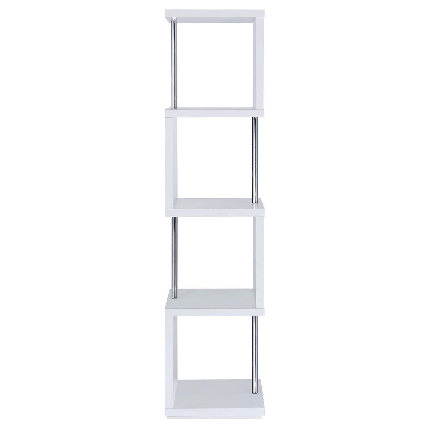 Baxter White/Chrome 4-Shelf Bookcase - 801418 - Bien Home Furniture & Electronics