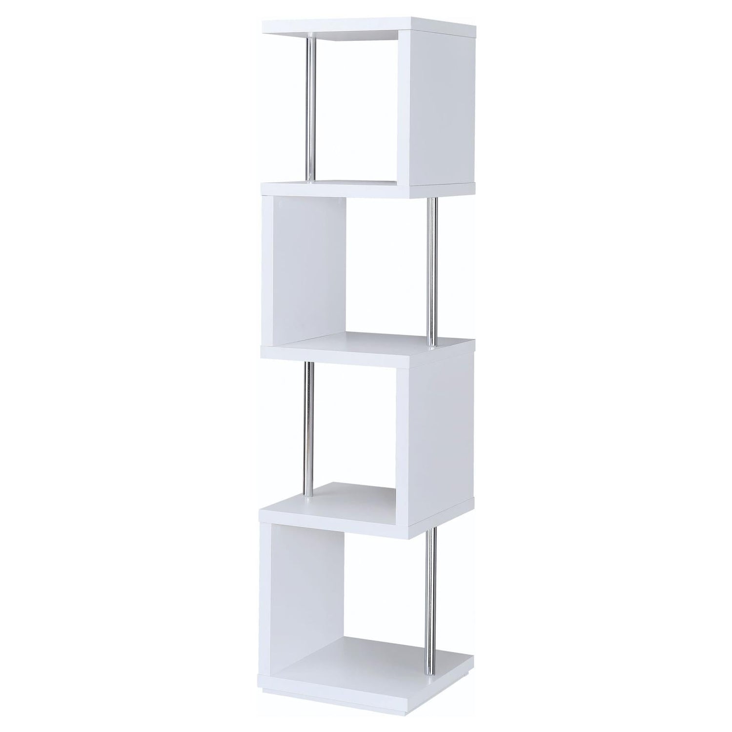 Baxter White/Chrome 4-Shelf Bookcase - 801418 - Bien Home Furniture & Electronics