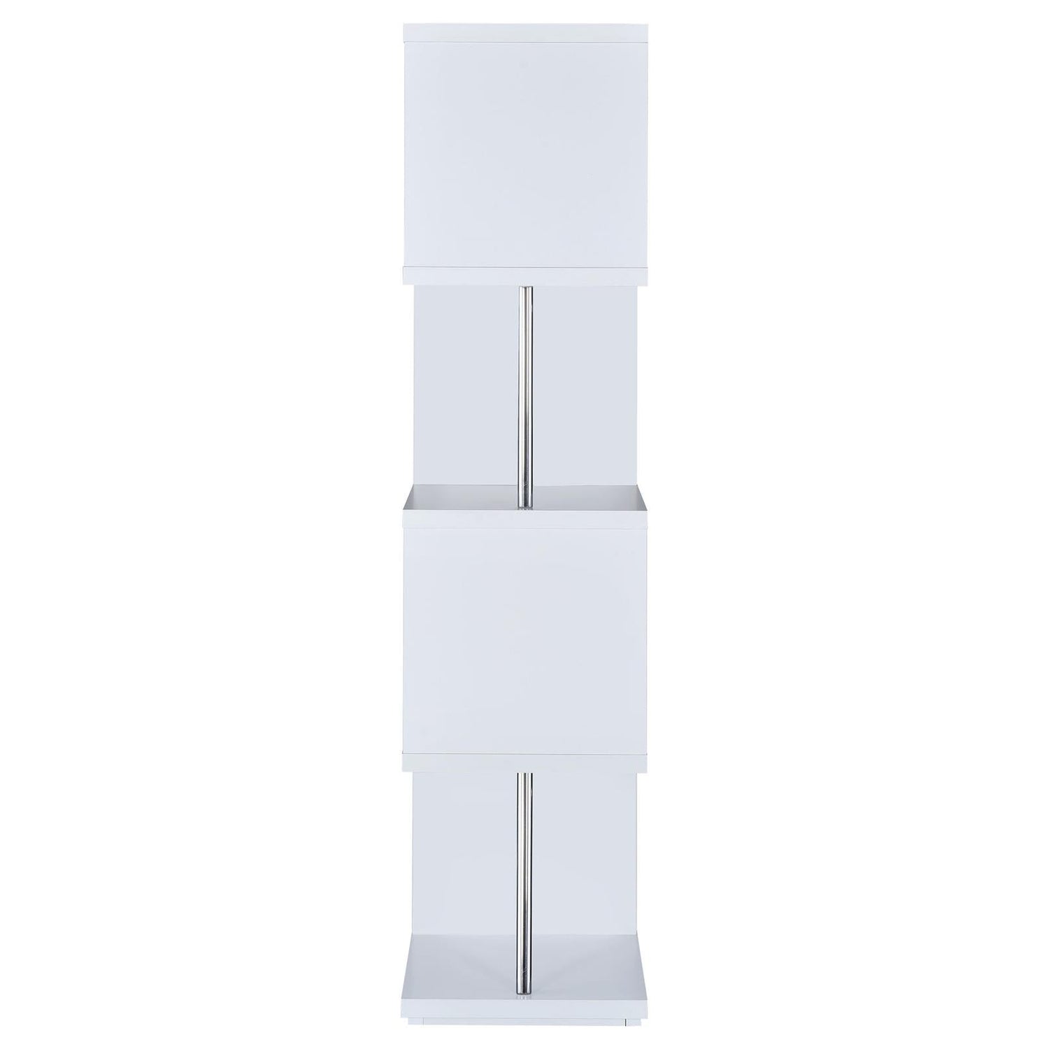 Baxter White/Chrome 4-Shelf Bookcase - 801418 - Bien Home Furniture & Electronics