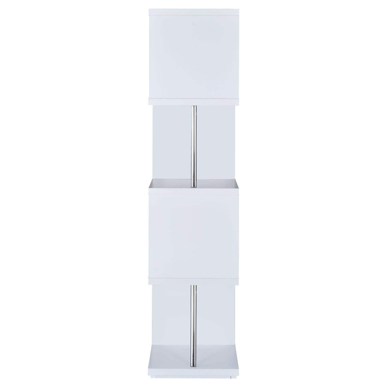 Baxter White/Chrome 4-Shelf Bookcase - 801418 - Bien Home Furniture & Electronics