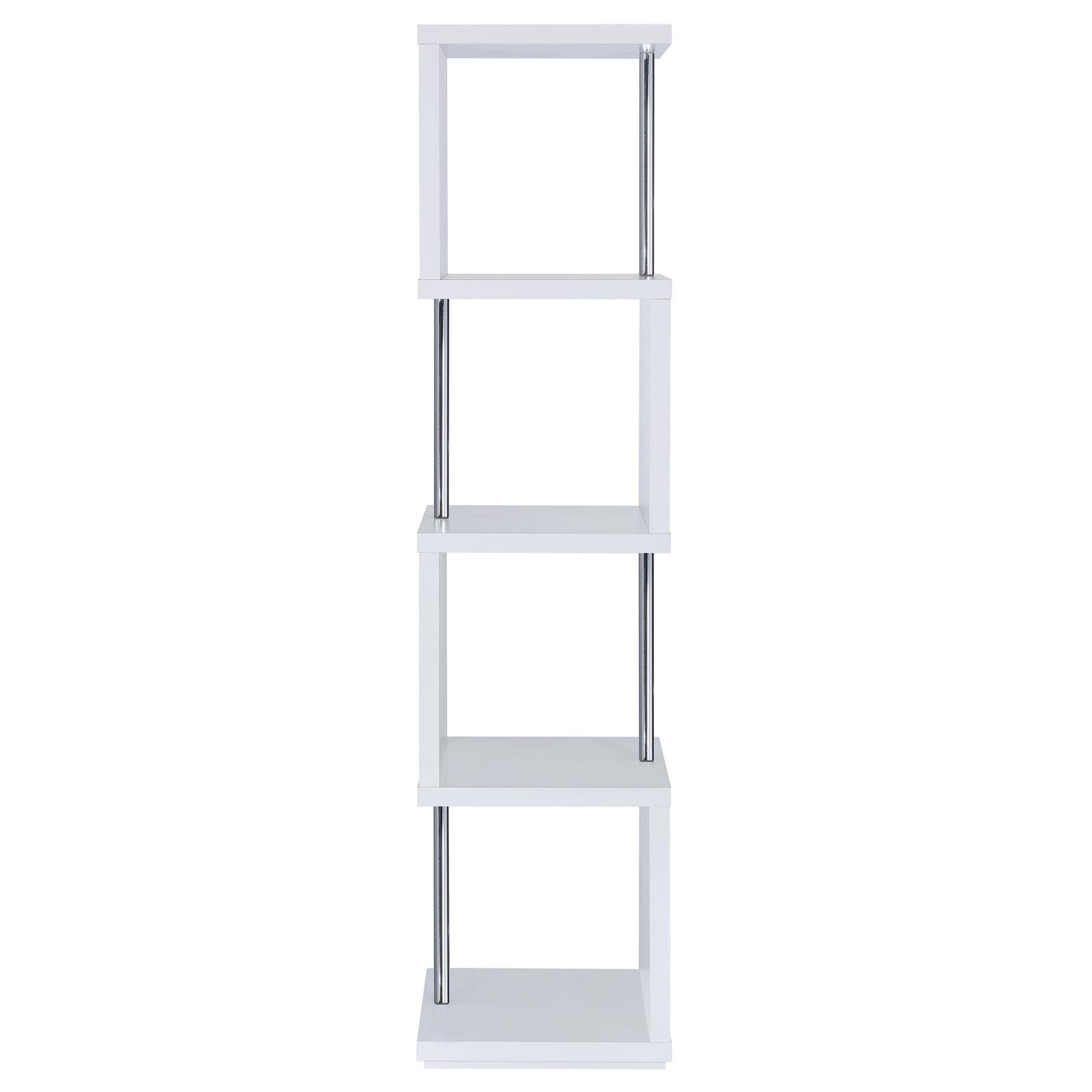 Baxter White/Chrome 4-Shelf Bookcase - 801418 - Bien Home Furniture &amp; Electronics