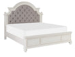Baylesford Antique White King Upholstered Panel Bed - SET | 1624KW-1 | 1624KW-2 | 1624W-3 - Bien Home Furniture & Electronics