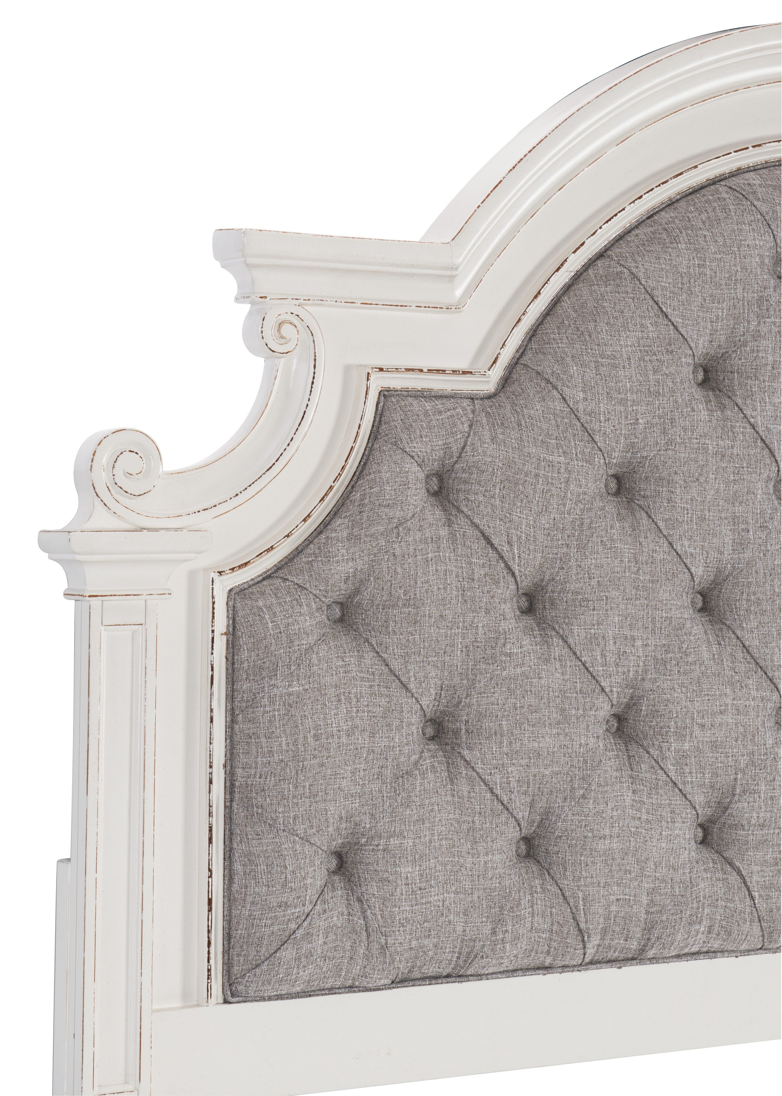 Baylesford Antique White King Upholstered Panel Bed - SET | 1624KW-1 | 1624KW-2 | 1624W-3 - Bien Home Furniture & Electronics