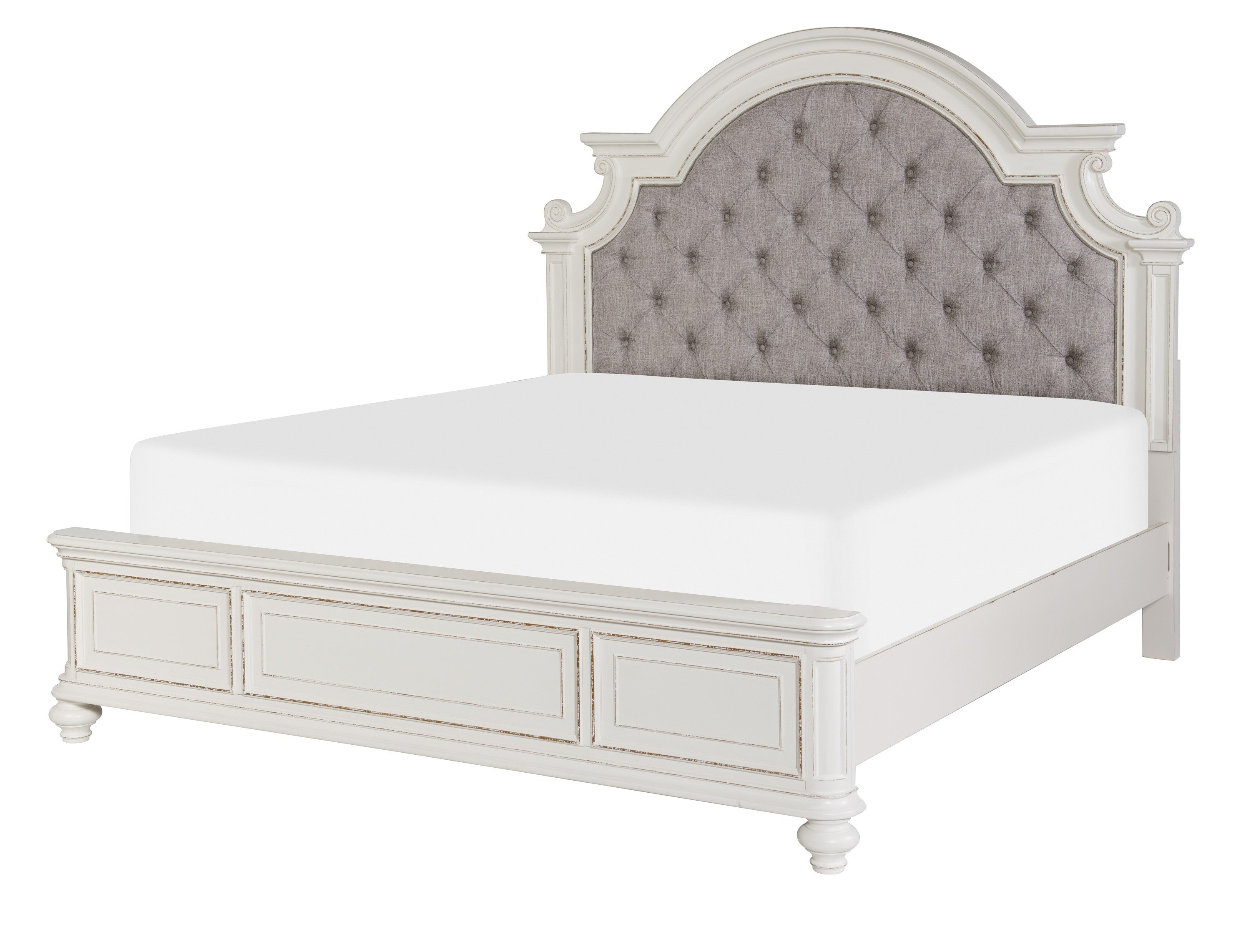 Baylesford Antique White Upholstered Panel Bedroom Set - SET | 1624KW-1 | 1624KW-2 | 1624W-3 | 1624W-5 | 1624W-6 | 1624W-4 - Bien Home Furniture &amp; Electronics