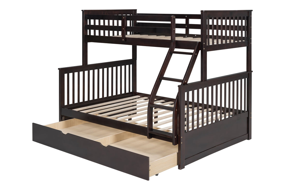 BB20 Twin/Full Bunk Bed w/Twin Trundle Espresso - BB20 ESPRESSO - Bien Home Furniture & Electronics