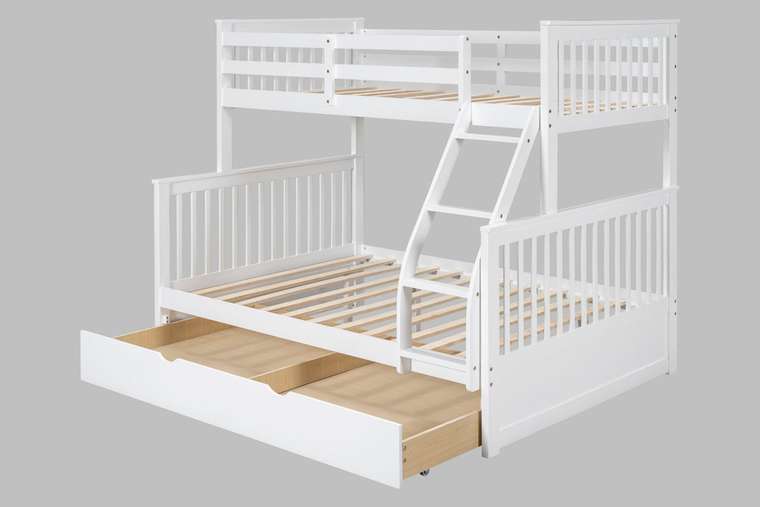 BB21 Twin/Full Bunk Bed w/Twin Trundle White - BB21 WHITE - Bien Home Furniture & Electronics