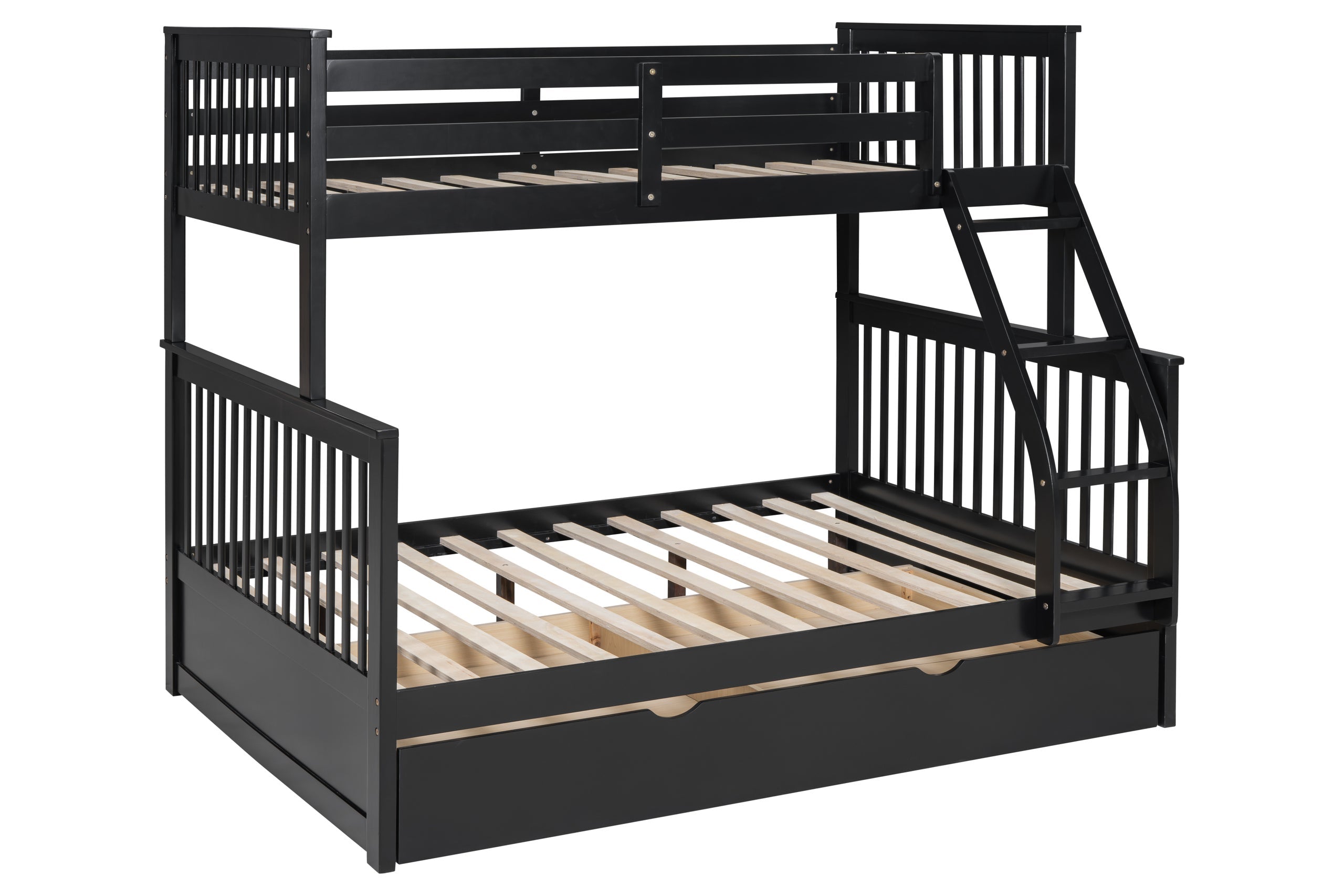 BB22 Twin/Full Bunk Bed w/Twin Trundle Black - BB22 BLACK - Bien Home Furniture & Electronics