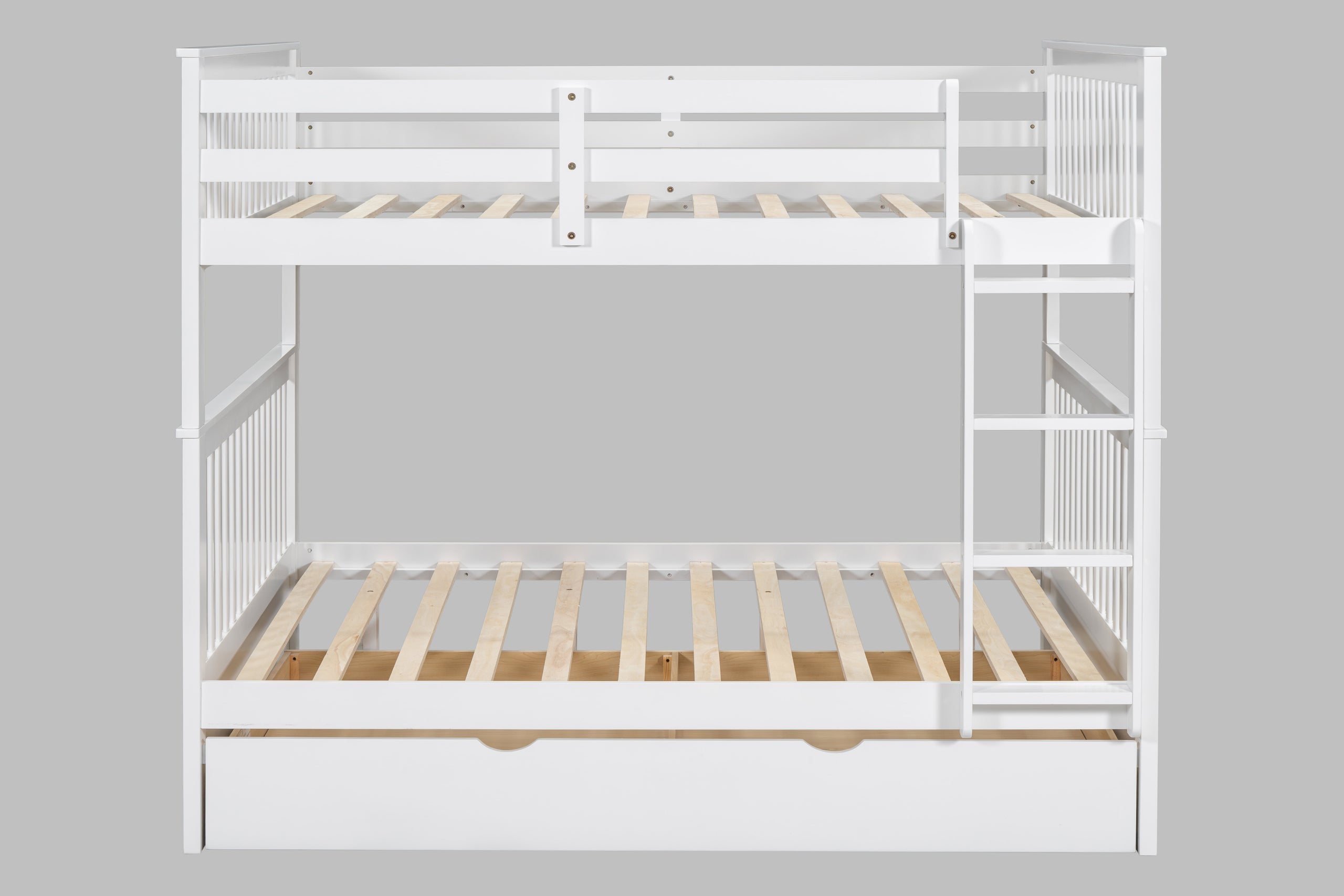 BB31 Full/Full Bunk Bed w/Twin Trundle White - BB31 WHITE - Bien Home Furniture & Electronics