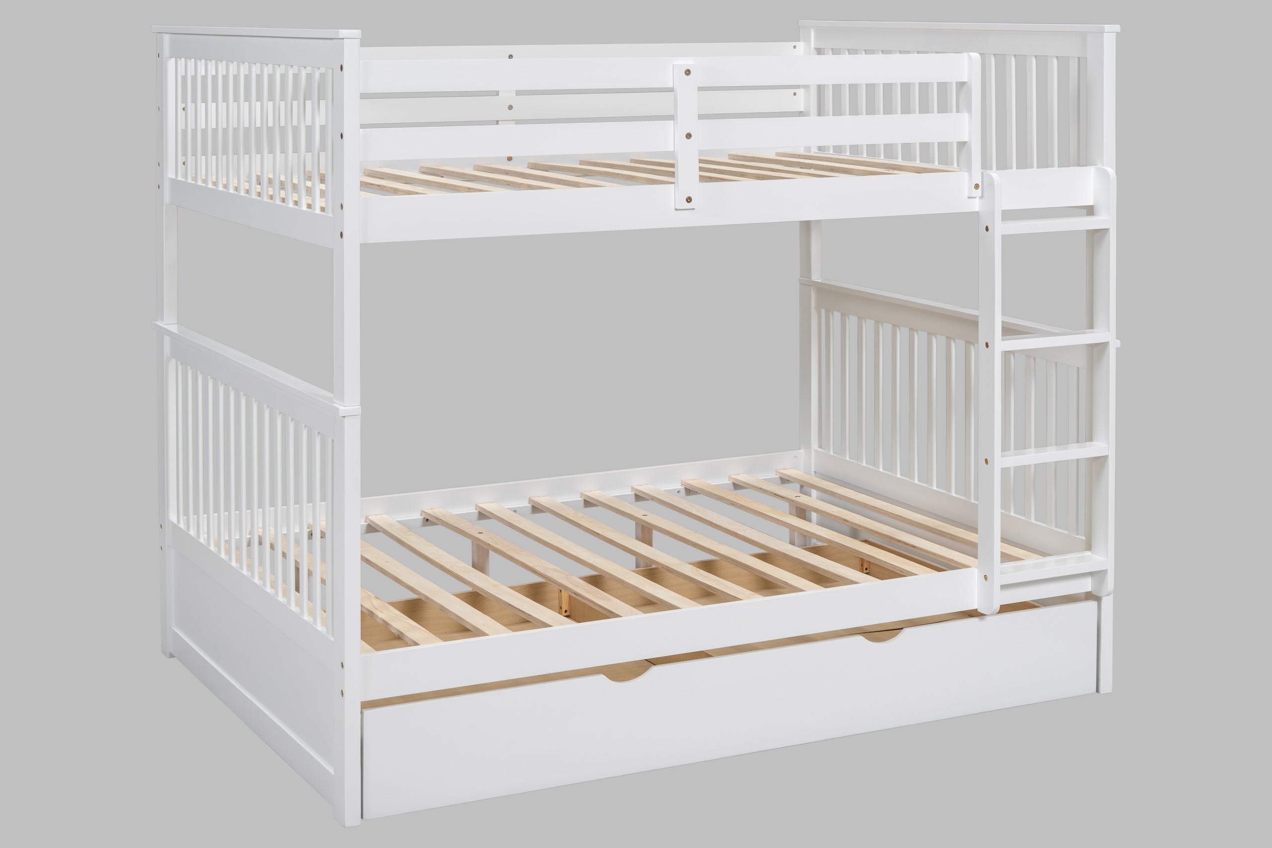 BB31 Full/Full Bunk Bed w/Twin Trundle White - BB31 WHITE - Bien Home Furniture & Electronics