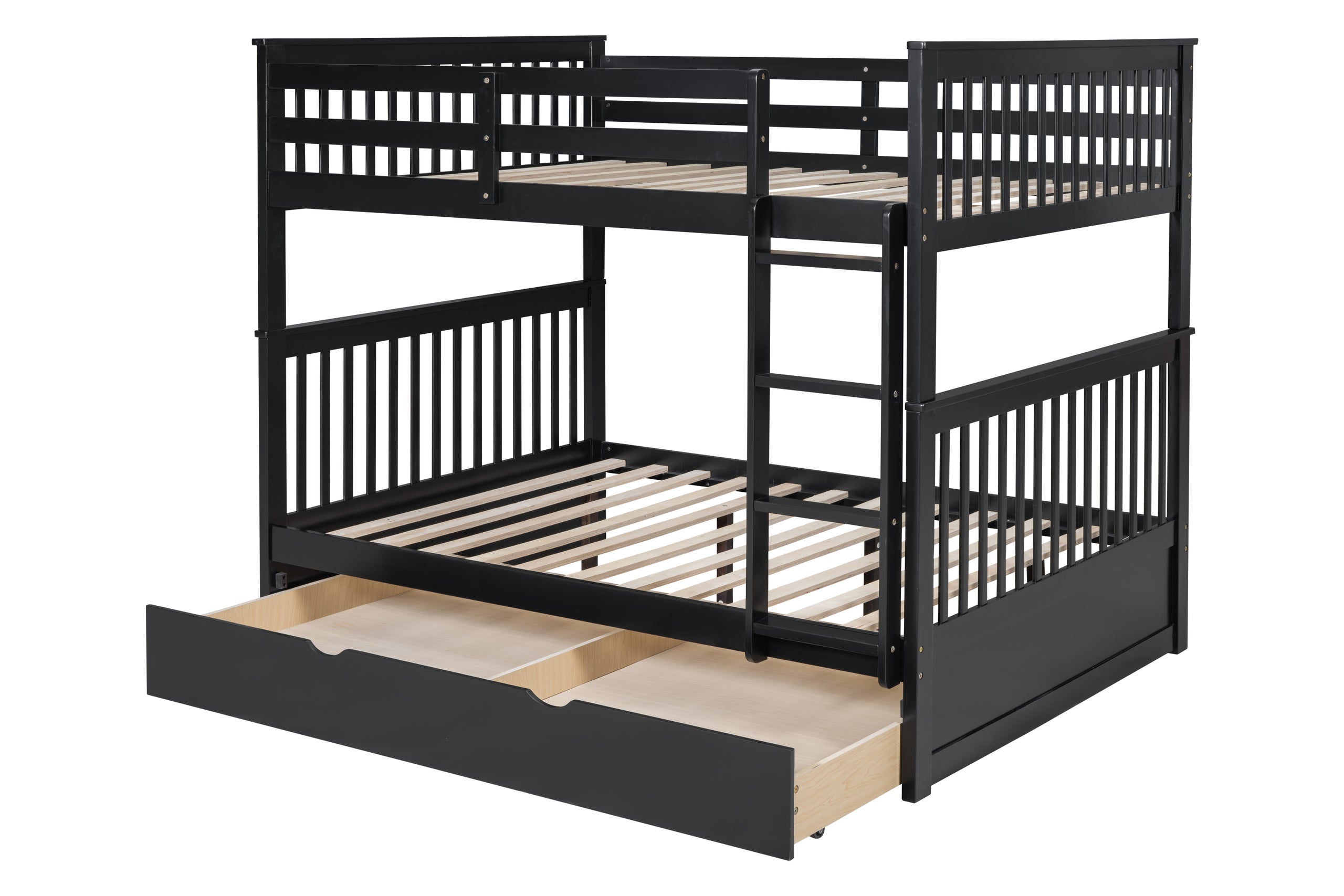 BB32 Full/Full Bunk Bed w/Twin Trundle Black - BB32 BLACK - Bien Home Furniture & Electronics