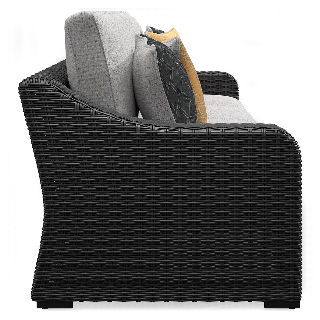 Beachcroft Black/Light Gray 2-Piece Outdoor Loveseat with Cushion - P792-854 - Bien Home Furniture & Electronics
