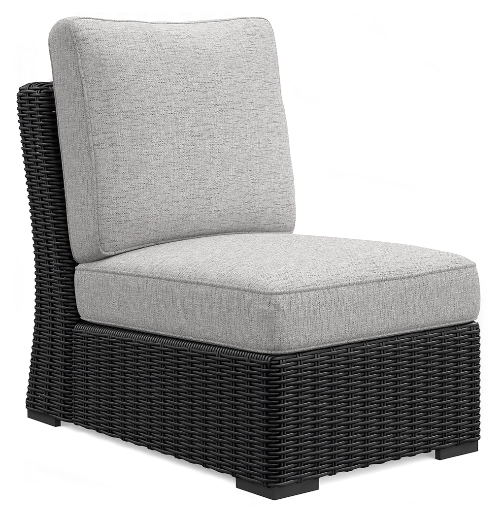 Beachcroft Black/Light Gray Outdoor Armless Chair with Cushion - P792-846 - Bien Home Furniture & Electronics