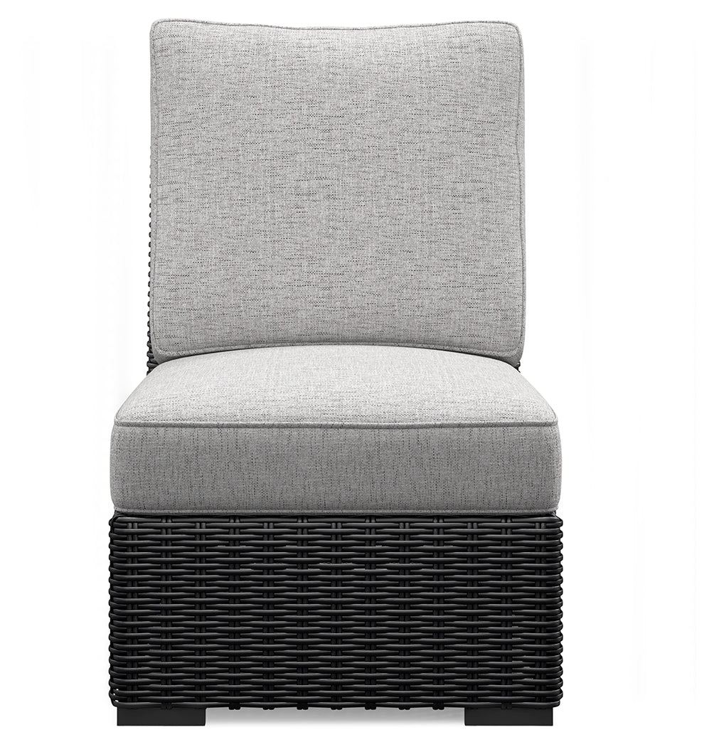 Beachcroft Black/Light Gray Outdoor Armless Chair with Cushion - P792-846 - Bien Home Furniture & Electronics
