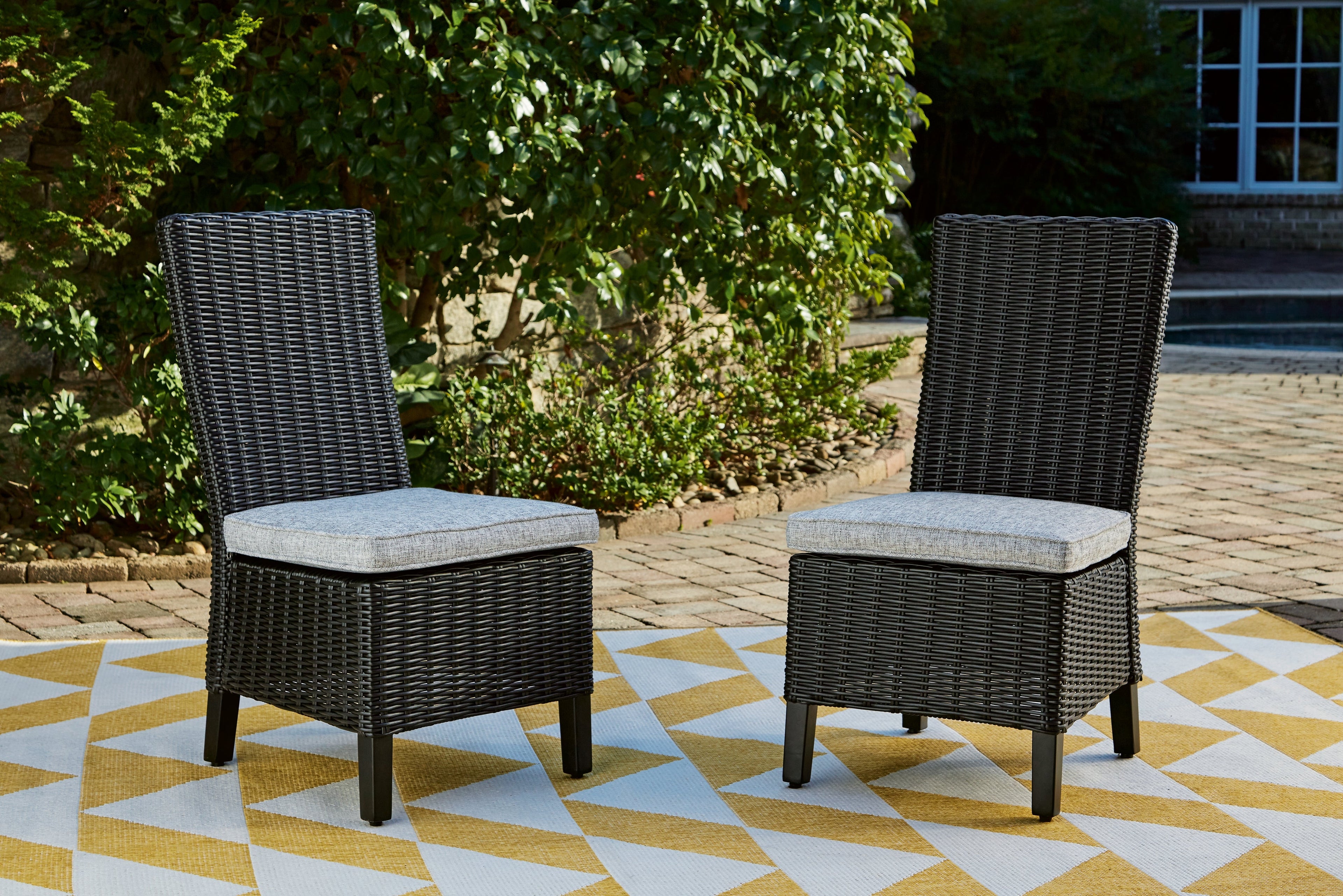 Beachcroft Black/Light Gray Outdoor Side Chair with Cushion (Set of 2) - P792-601 - Bien Home Furniture & Electronics