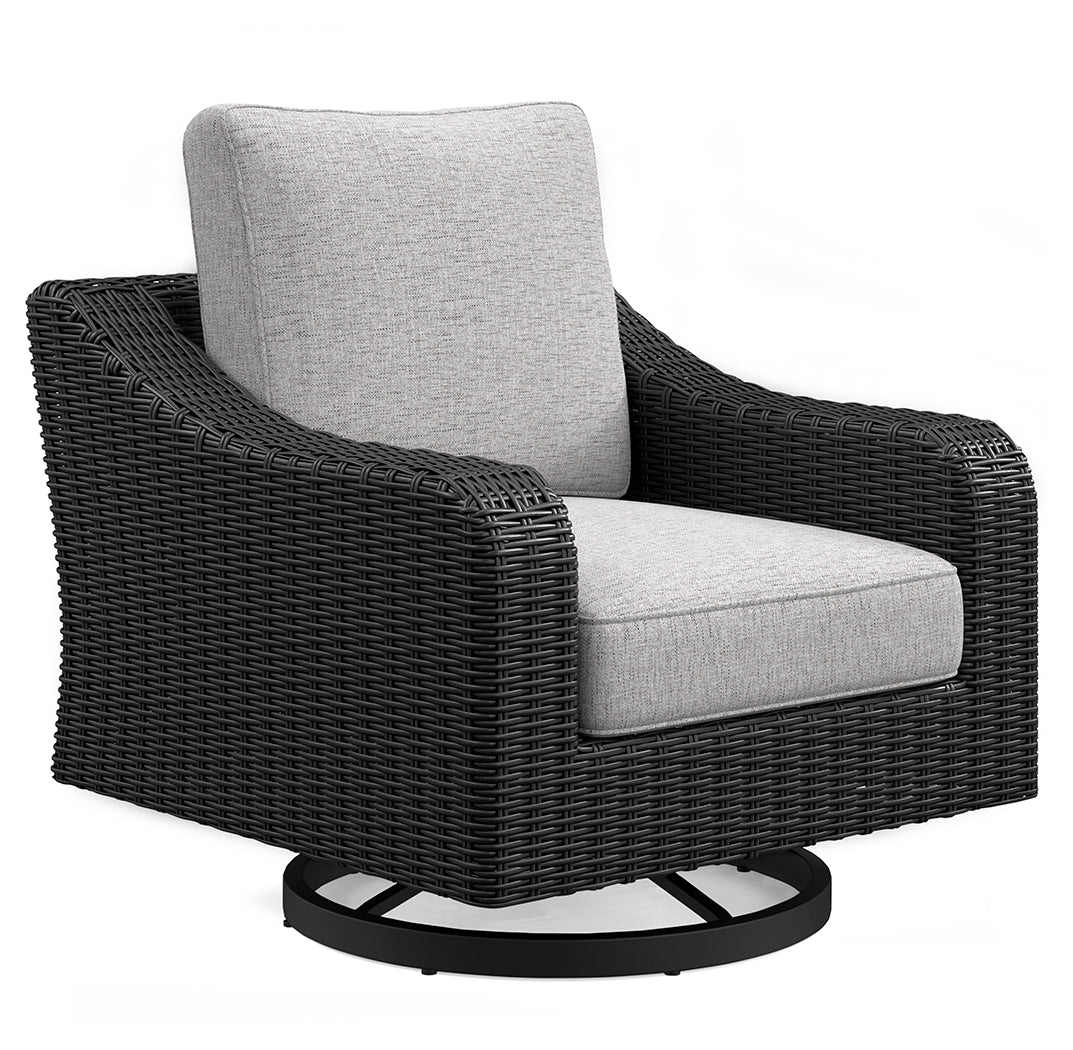 Beachcroft Black/Light Gray Outdoor Swivel Lounge with Cushion - P792-821 - Bien Home Furniture & Electronics