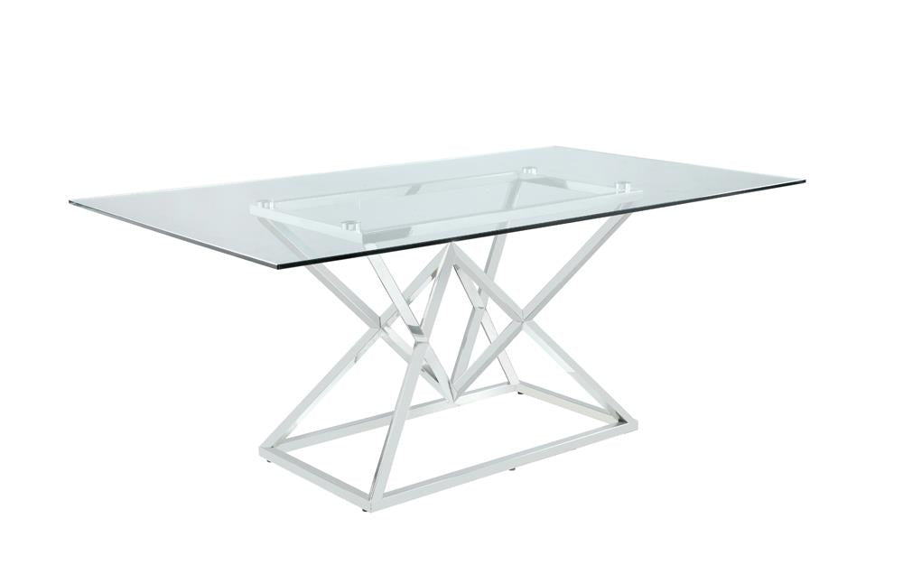 Beaufort Chrome Rectangle Glass Top Dining Table - 109451 - Bien Home Furniture &amp; Electronics