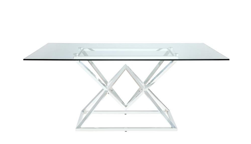 Beaufort Chrome Rectangle Glass Top Dining Table - 109451 - Bien Home Furniture & Electronics