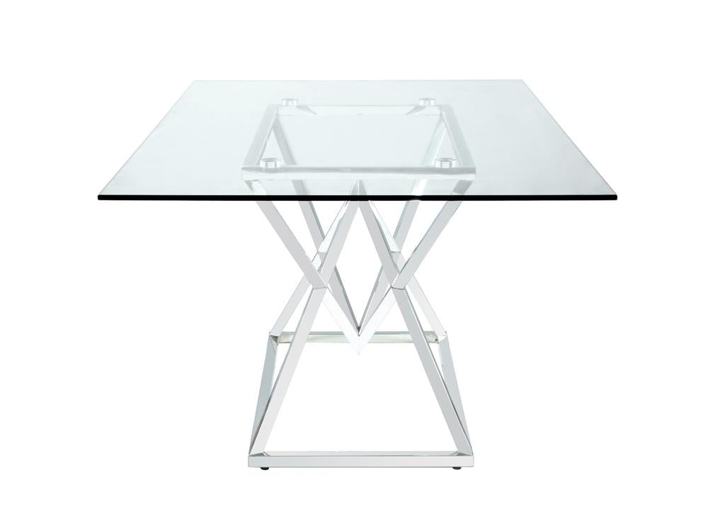 Beaufort Chrome Rectangle Glass Top Dining Table - 109451 - Bien Home Furniture & Electronics