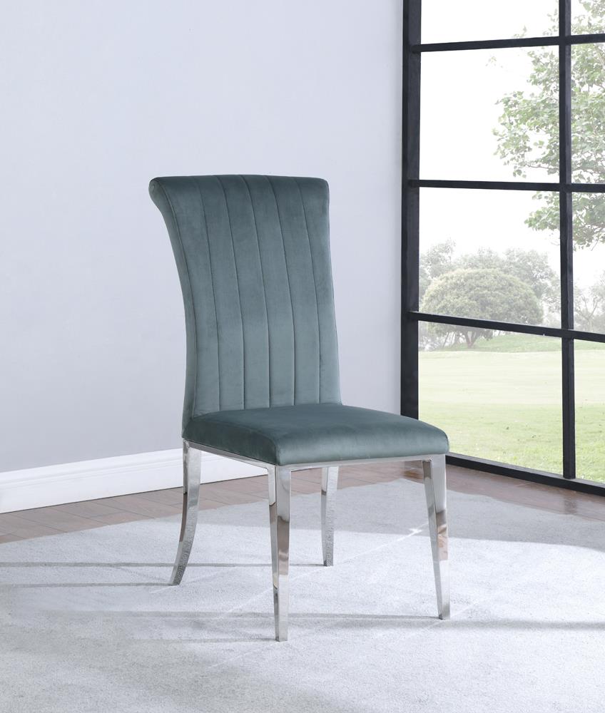 Beaufort Dark Gray Upholstered Curved Back Side Chairs, Set of 2 - 109452 - Bien Home Furniture & Electronics