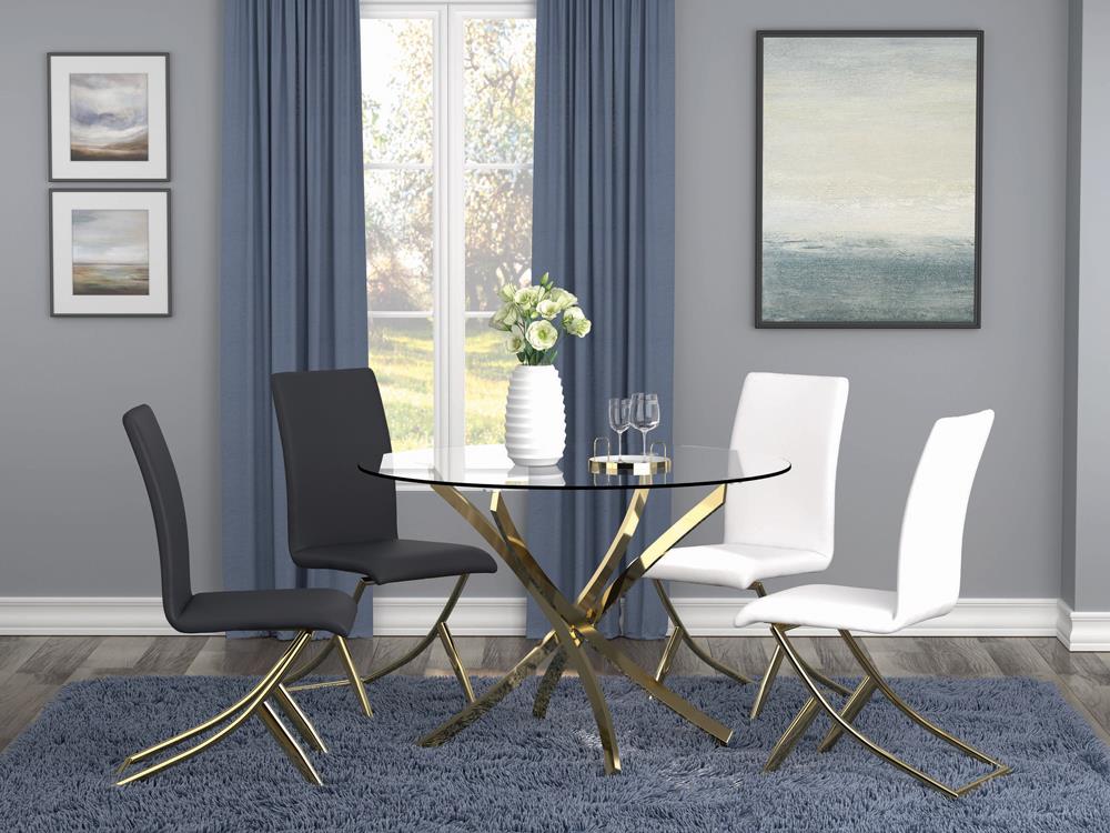 Beckham Brass/Clear Round Dining Table - 108441 - Bien Home Furniture & Electronics