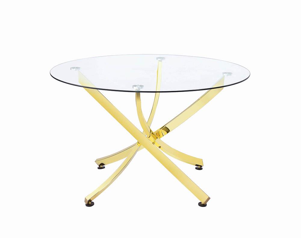 Beckham Brass/Clear Round Dining Table - 108441 - Bien Home Furniture & Electronics